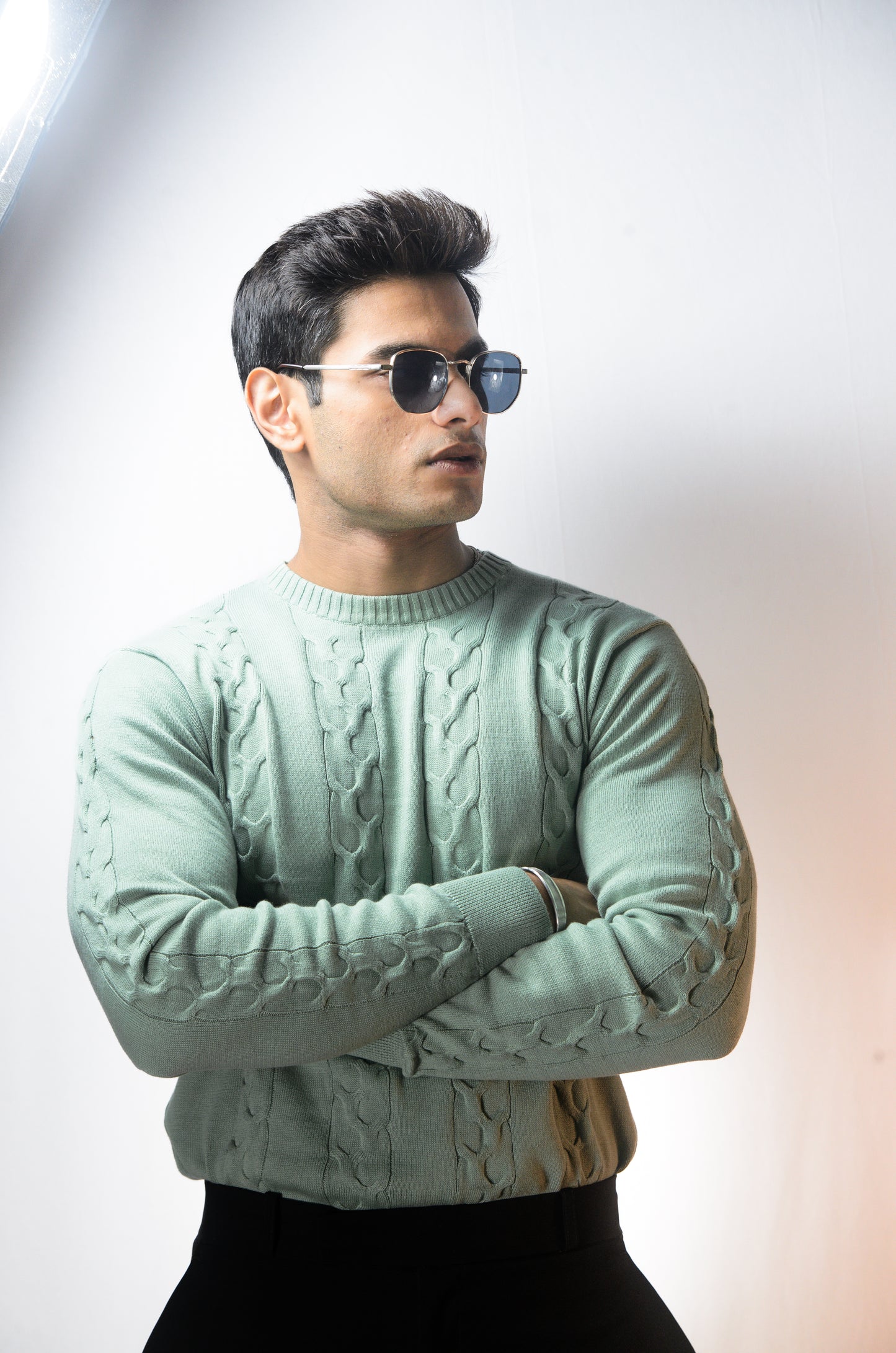 The Ashford Full Sleeve Knitted Tshirt - CYAN