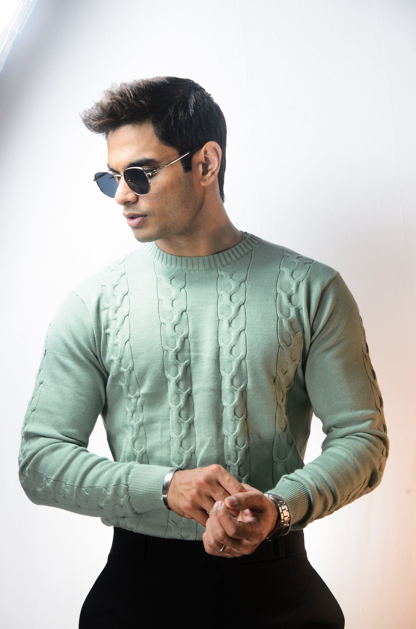 The Ashford Full Sleeve Knitted Tshirt - CYAN