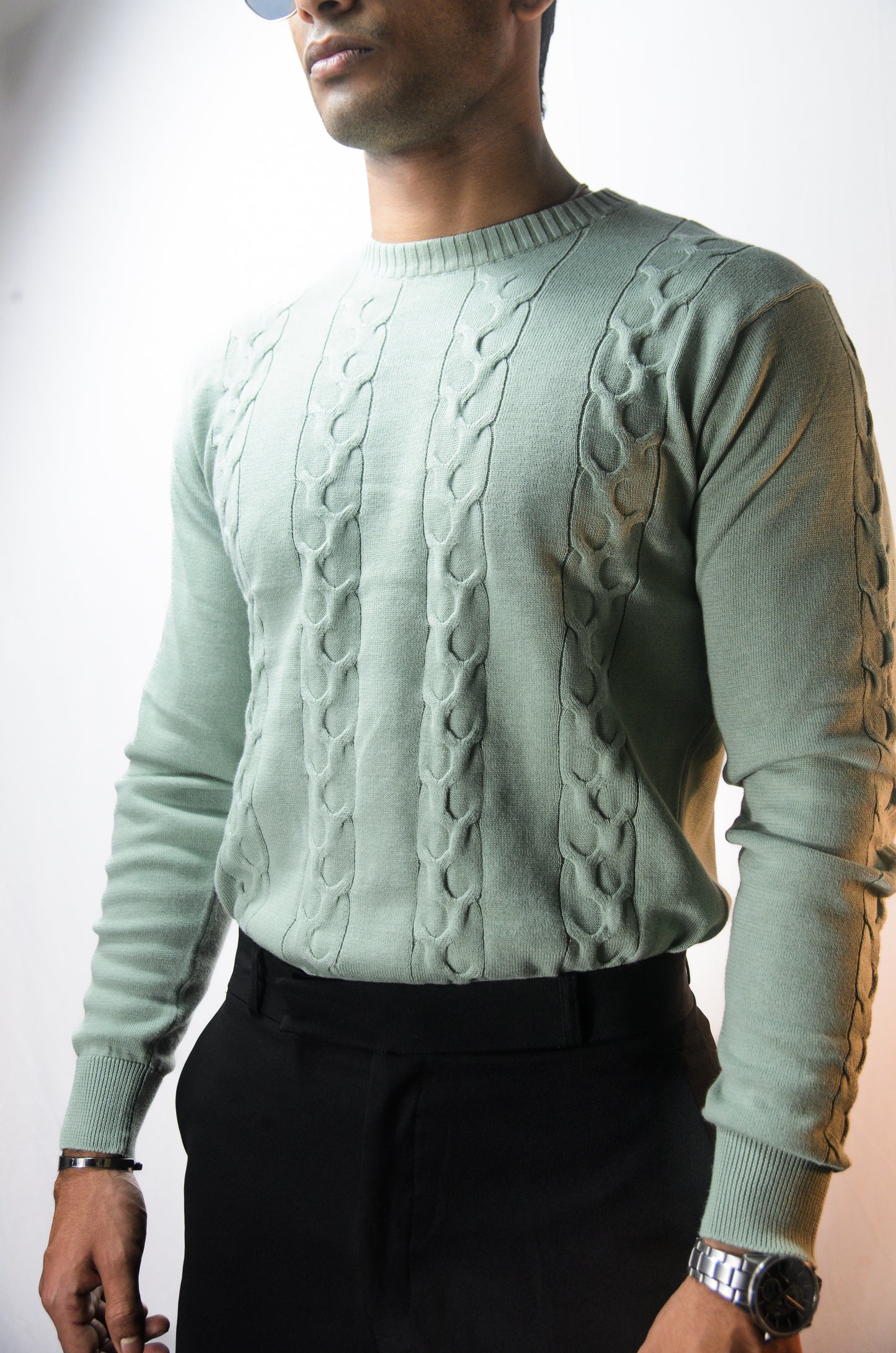 The Ashford Full Sleeve Knitted Tshirt - CYAN