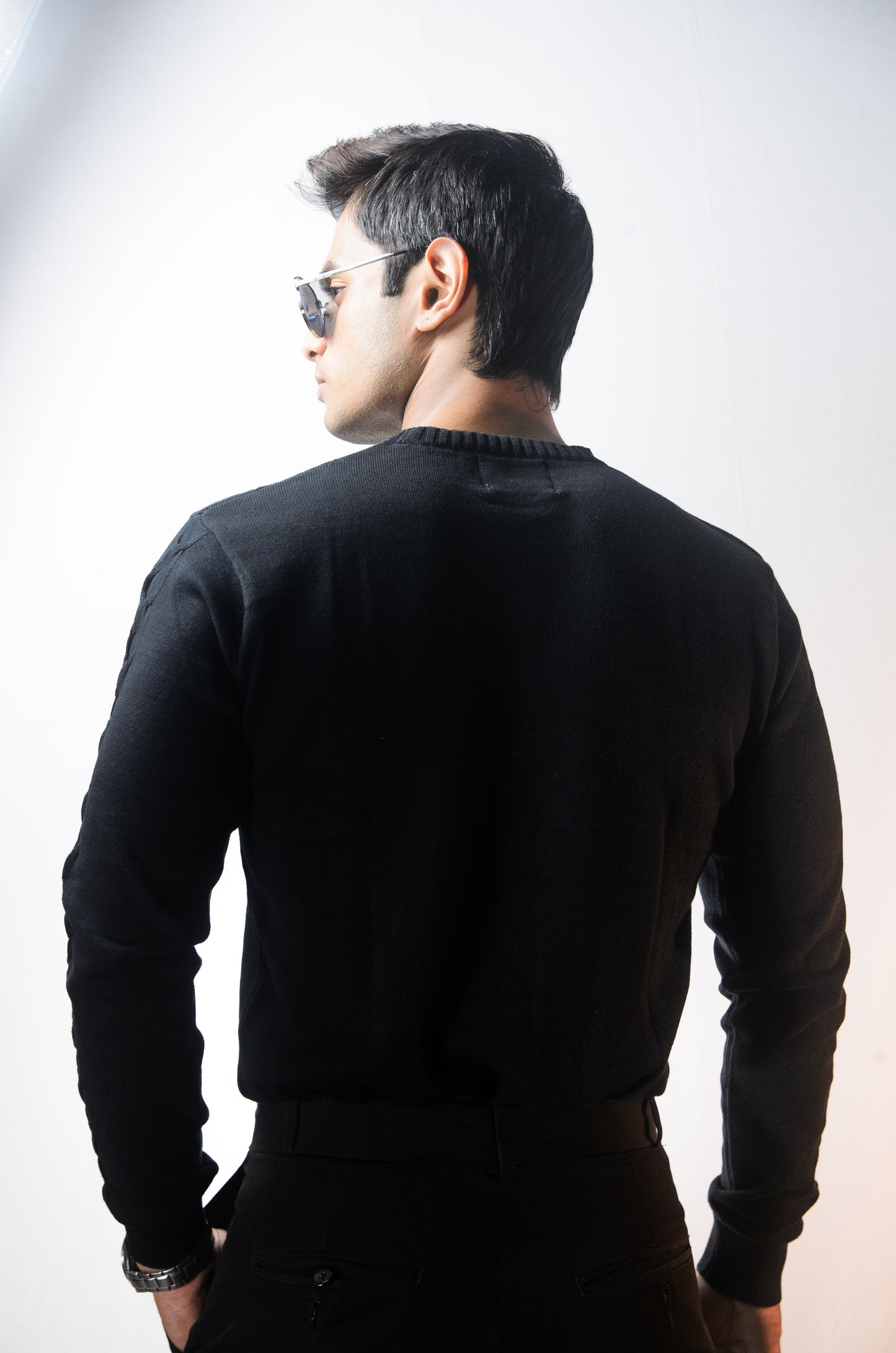 The Ashford Full Sleeve Knitted Tshirt - BLACK