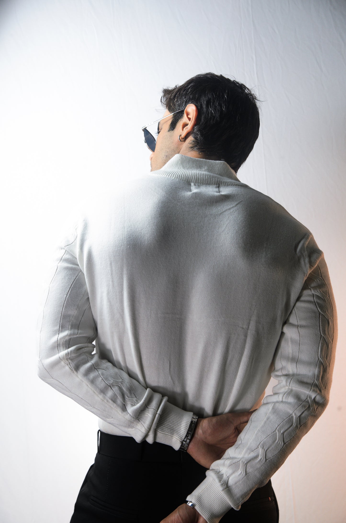Riviera Knit Full Sleeve T-shirt- Off White