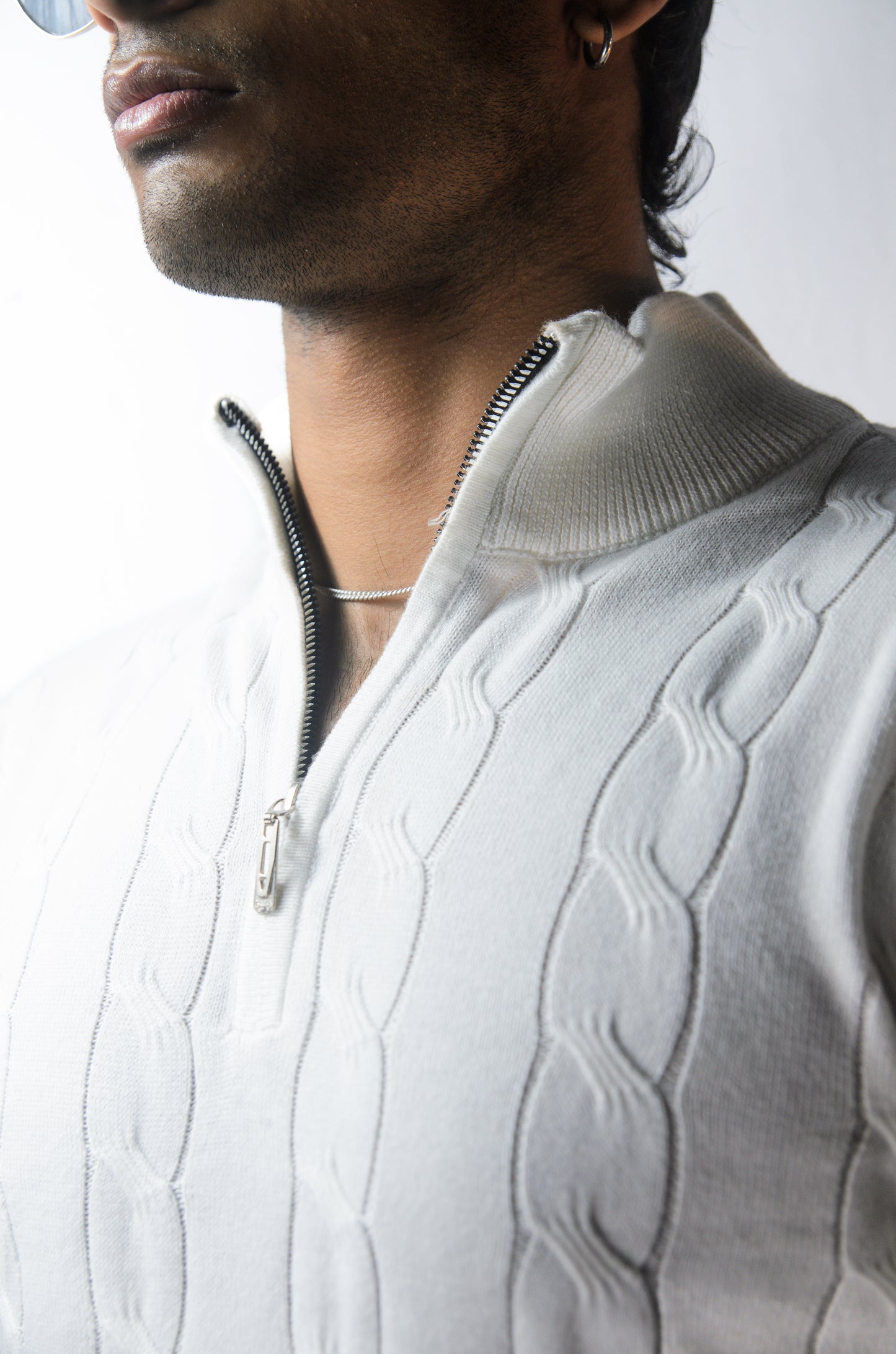 Riviera Knit Full Sleeve T-shirt- Off White