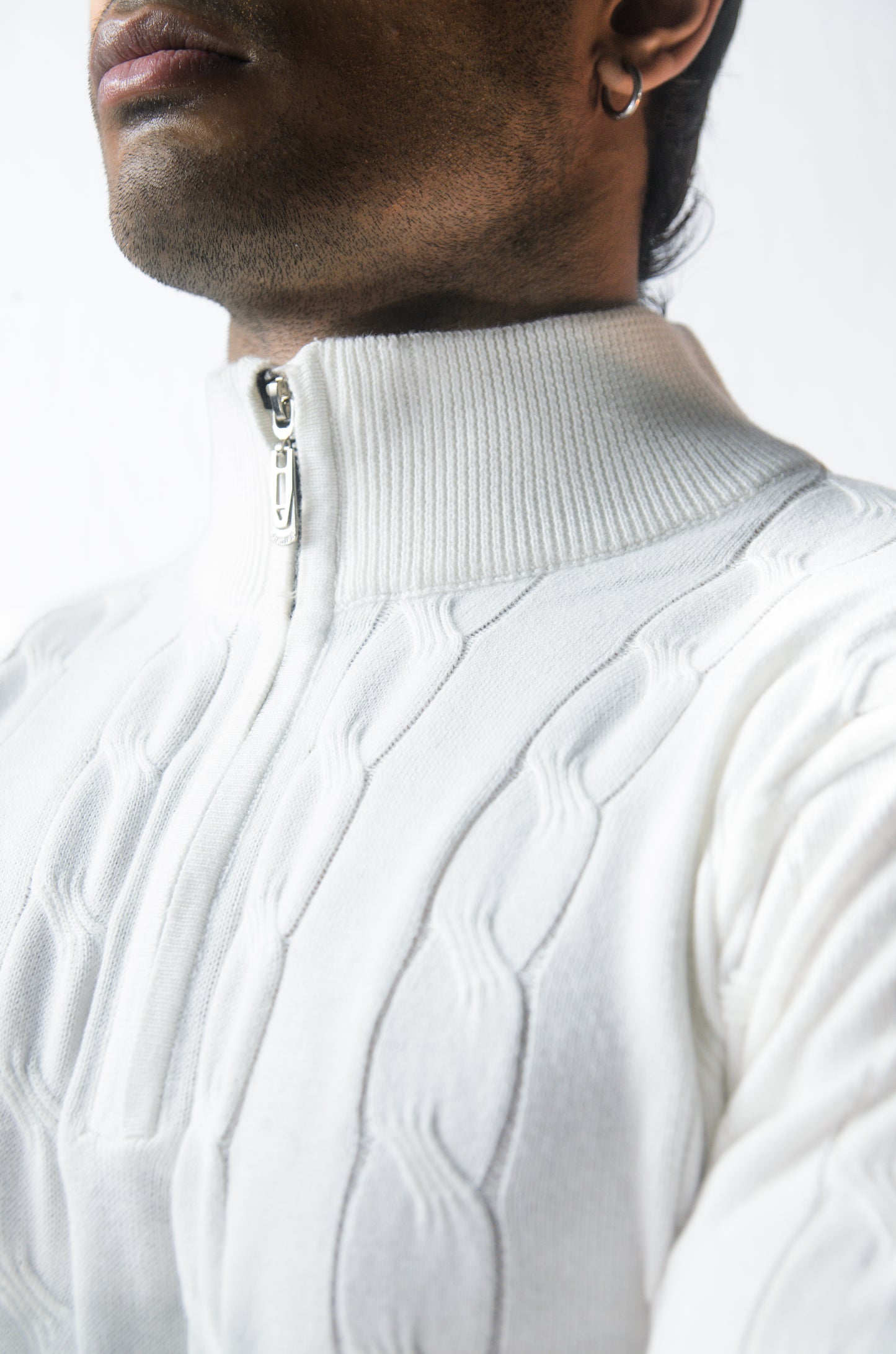 Riviera Knit Full Sleeve T-shirt- Off White