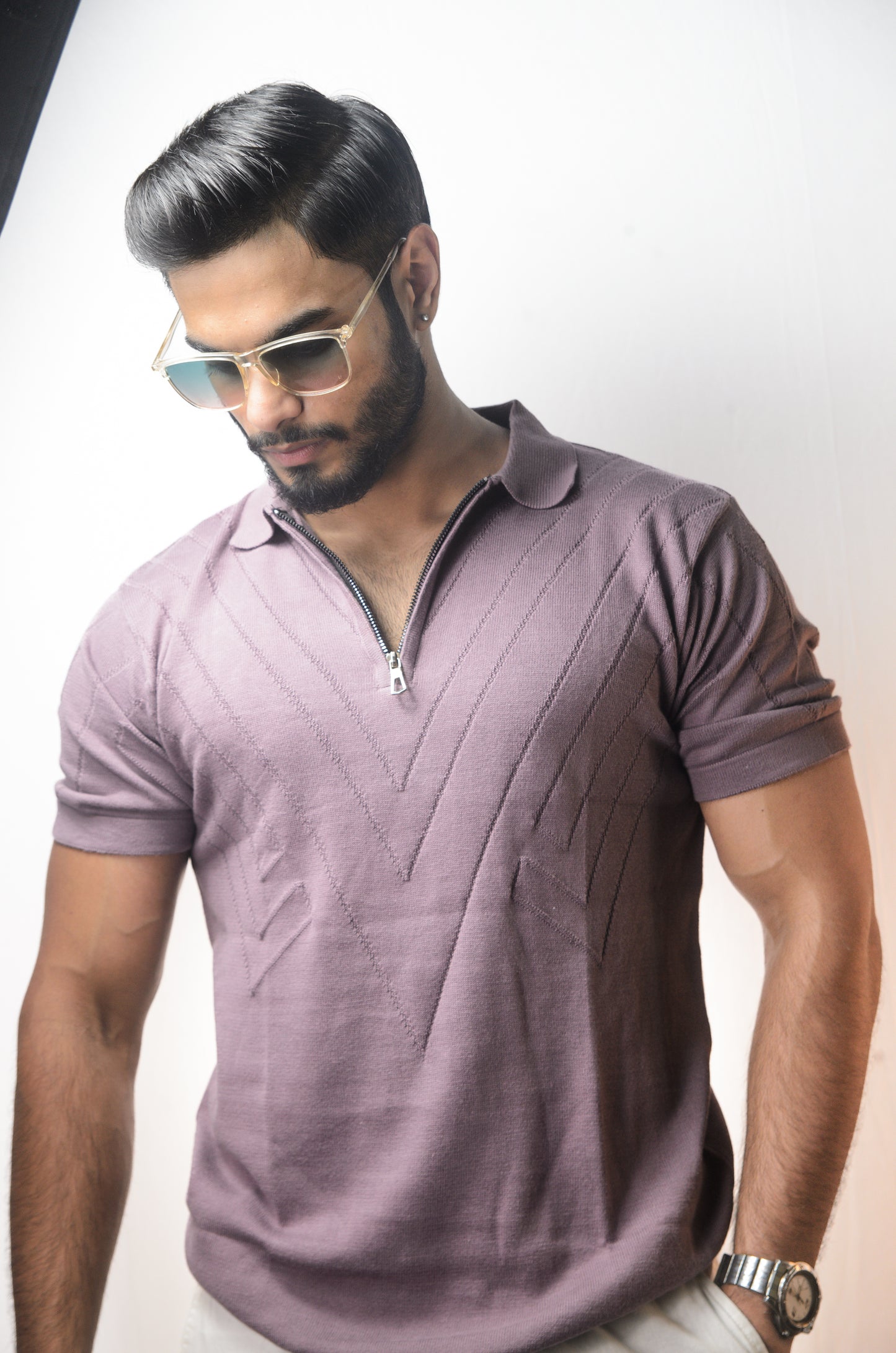 Mayfair Zip Polo T-shirt - PURPLE