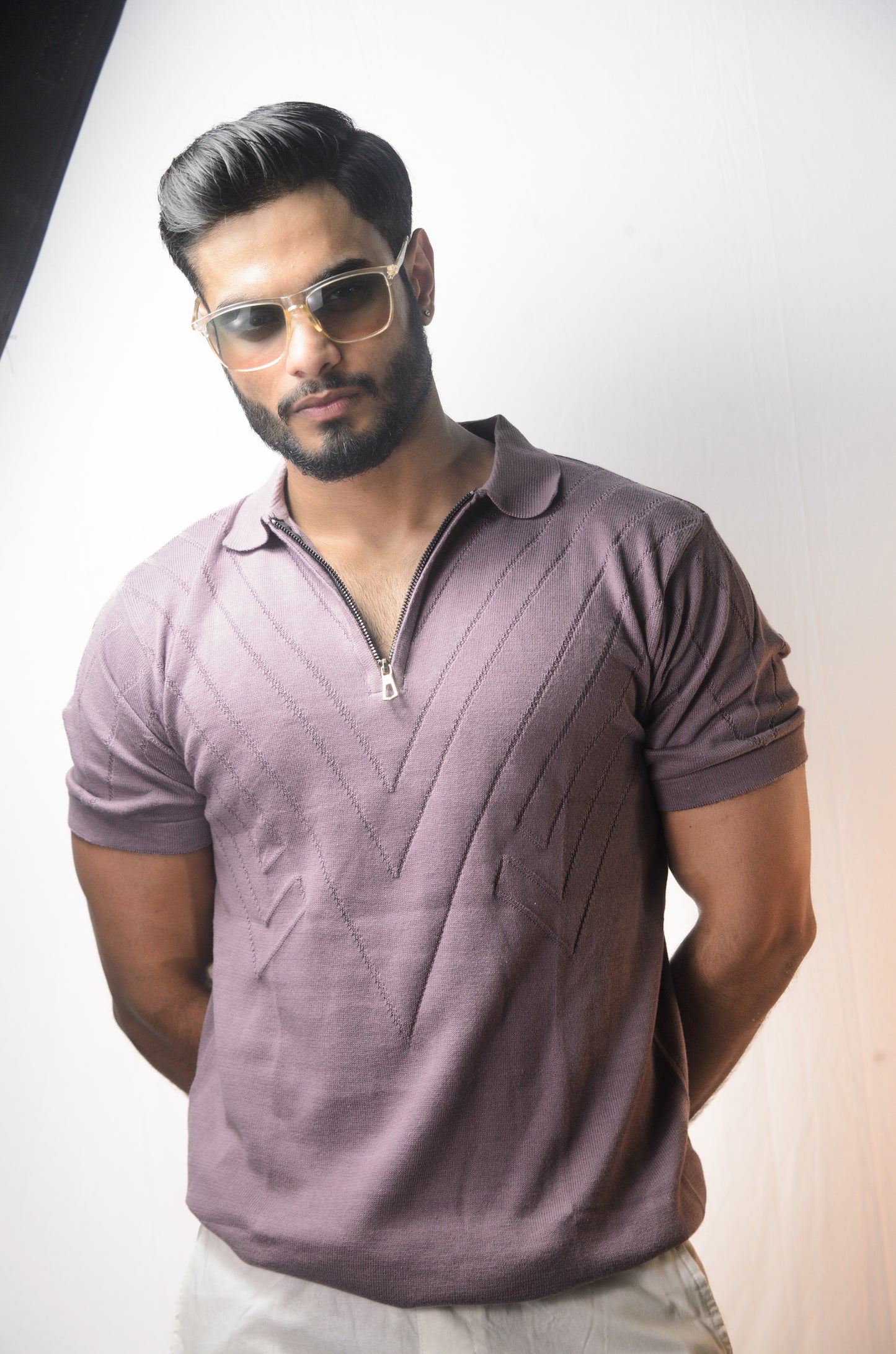 Mayfair Zip Polo T-shirt - PURPLE