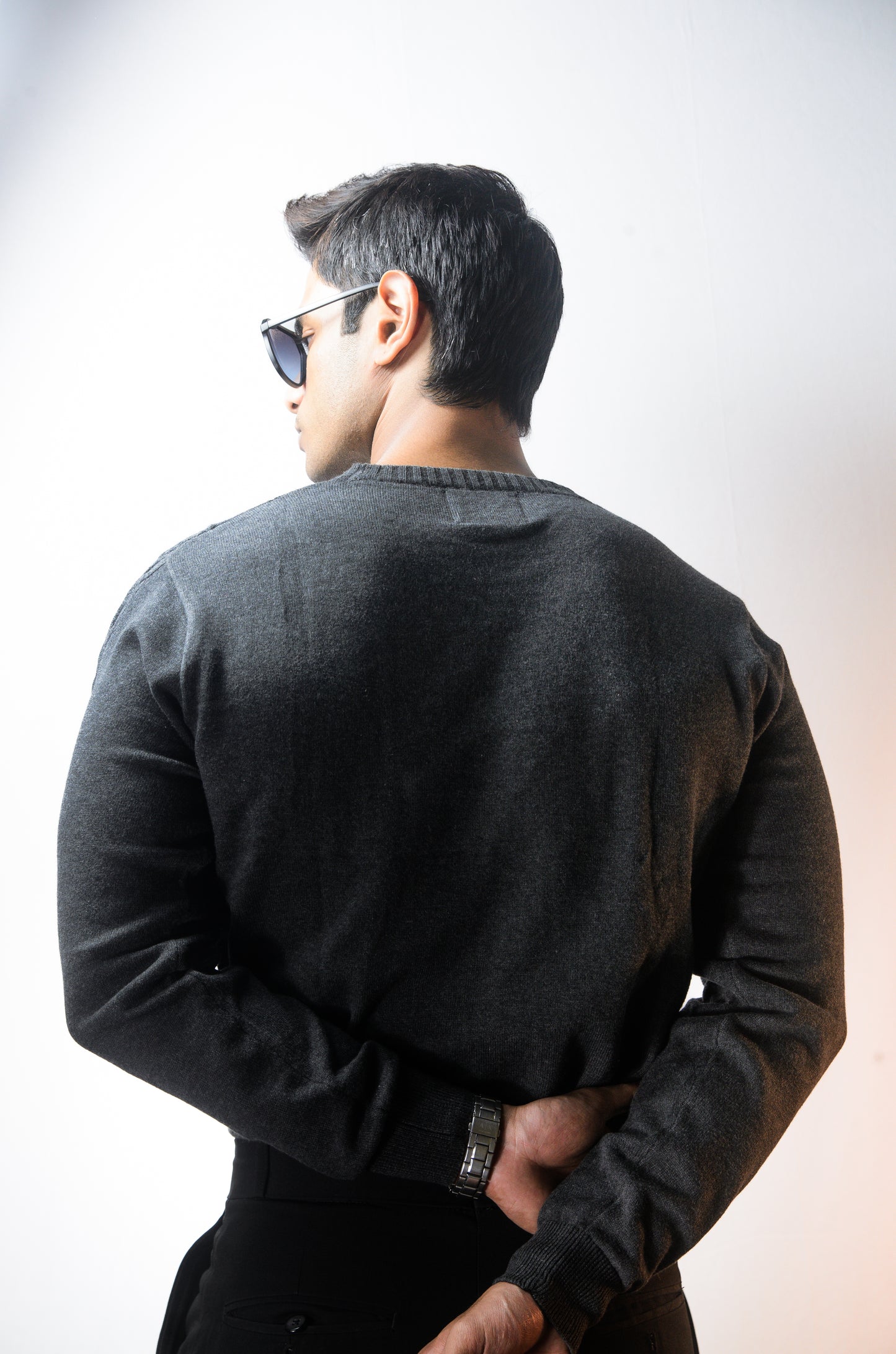 The Ashford Full Sleeve Knitted Tshirt - CHARCOAL