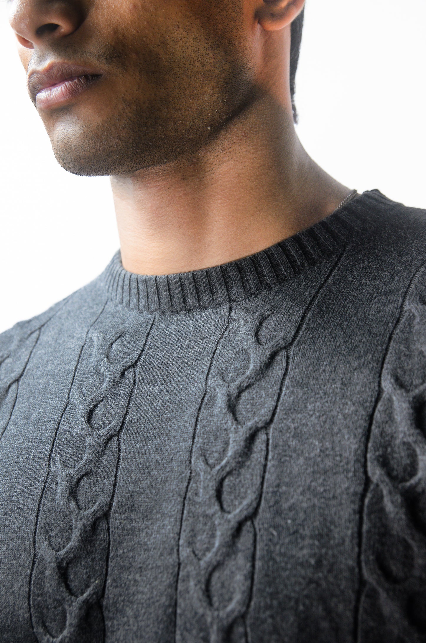 The Ashford Full Sleeve Knitted Tshirt - CHARCOAL