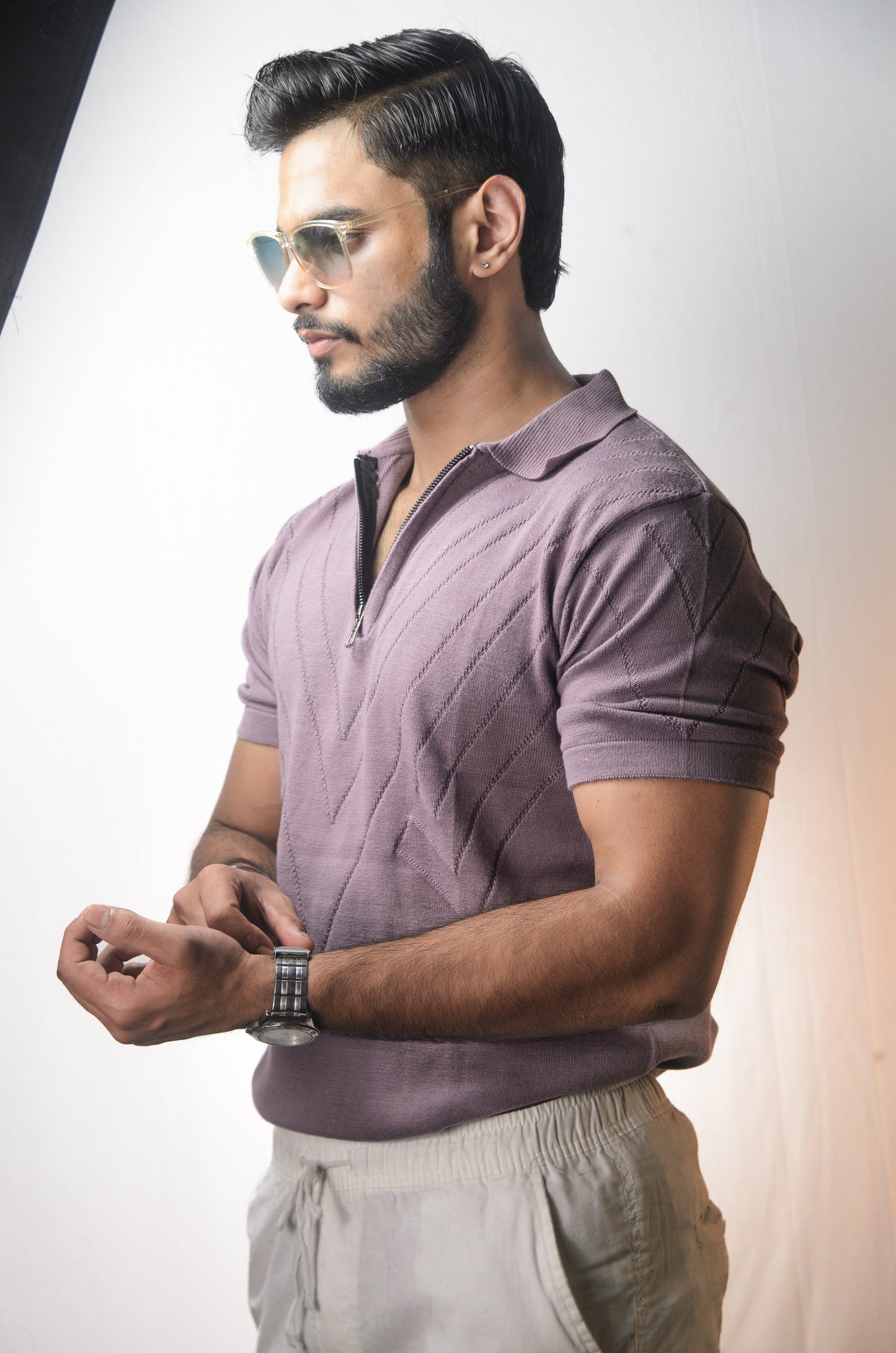 Mayfair Zip Polo T-shirt - PURPLE