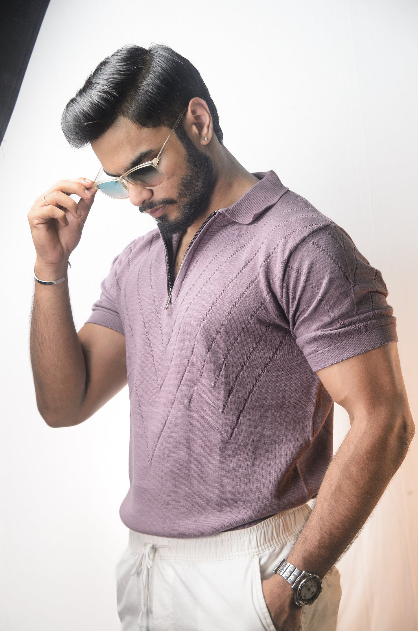 Mayfair Zip Polo T-shirt - PURPLE