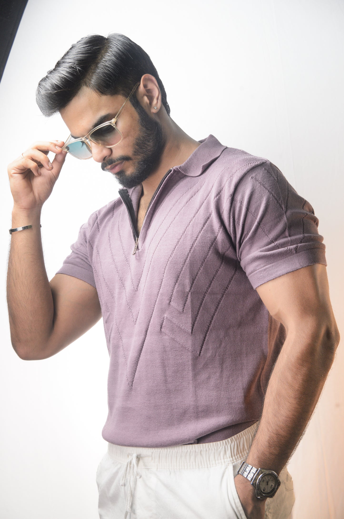 Mayfair Zip Polo T-shirt - PURPLE