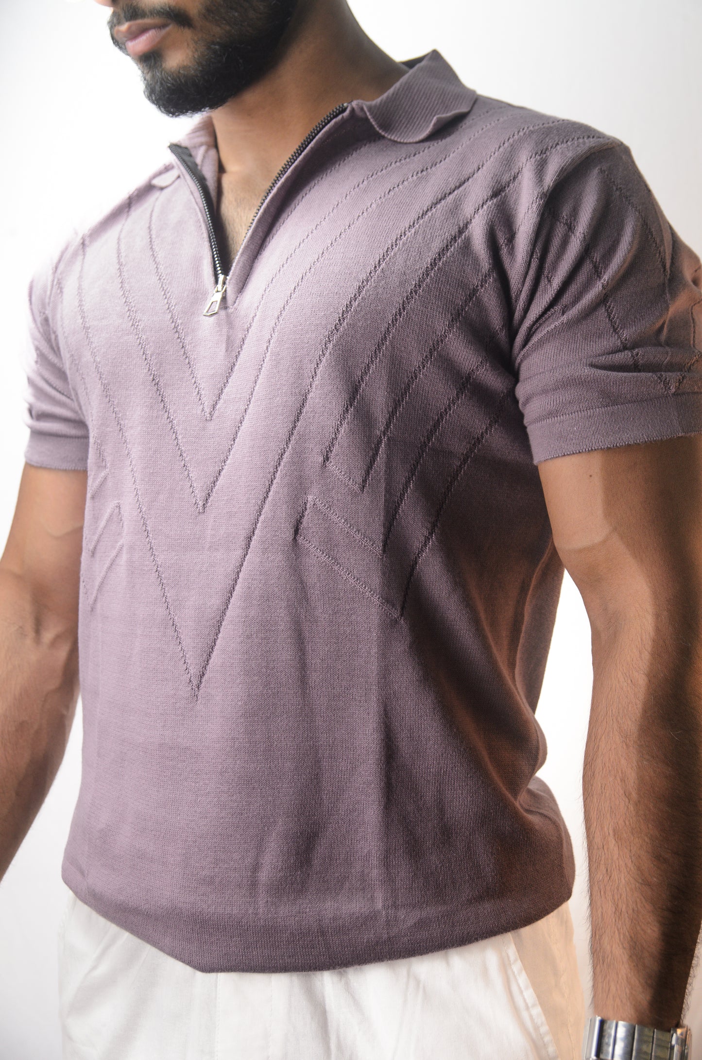 Mayfair Zip Polo T-shirt - PURPLE