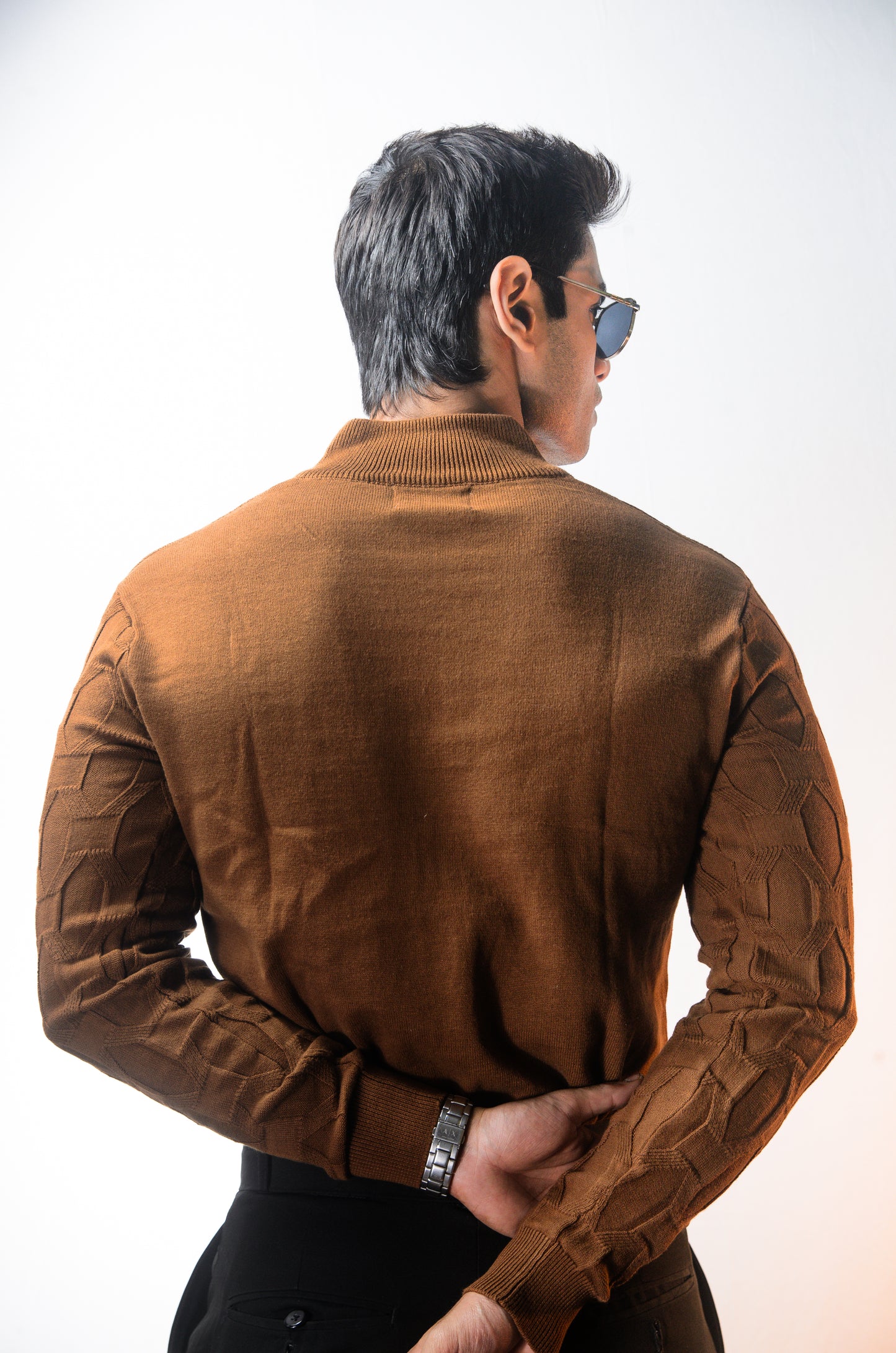 The Atlas Full Sleeve Knitted Tshirt - BROWN