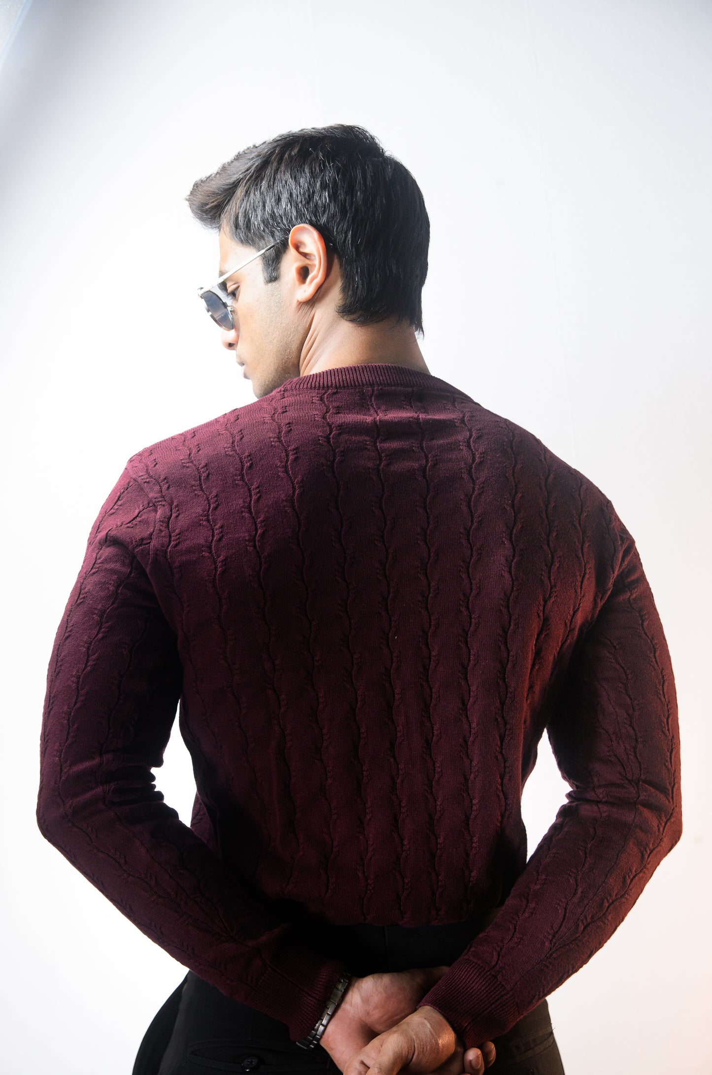 Forest Luxe Full Sleeve Knitted Tshirt - WINE