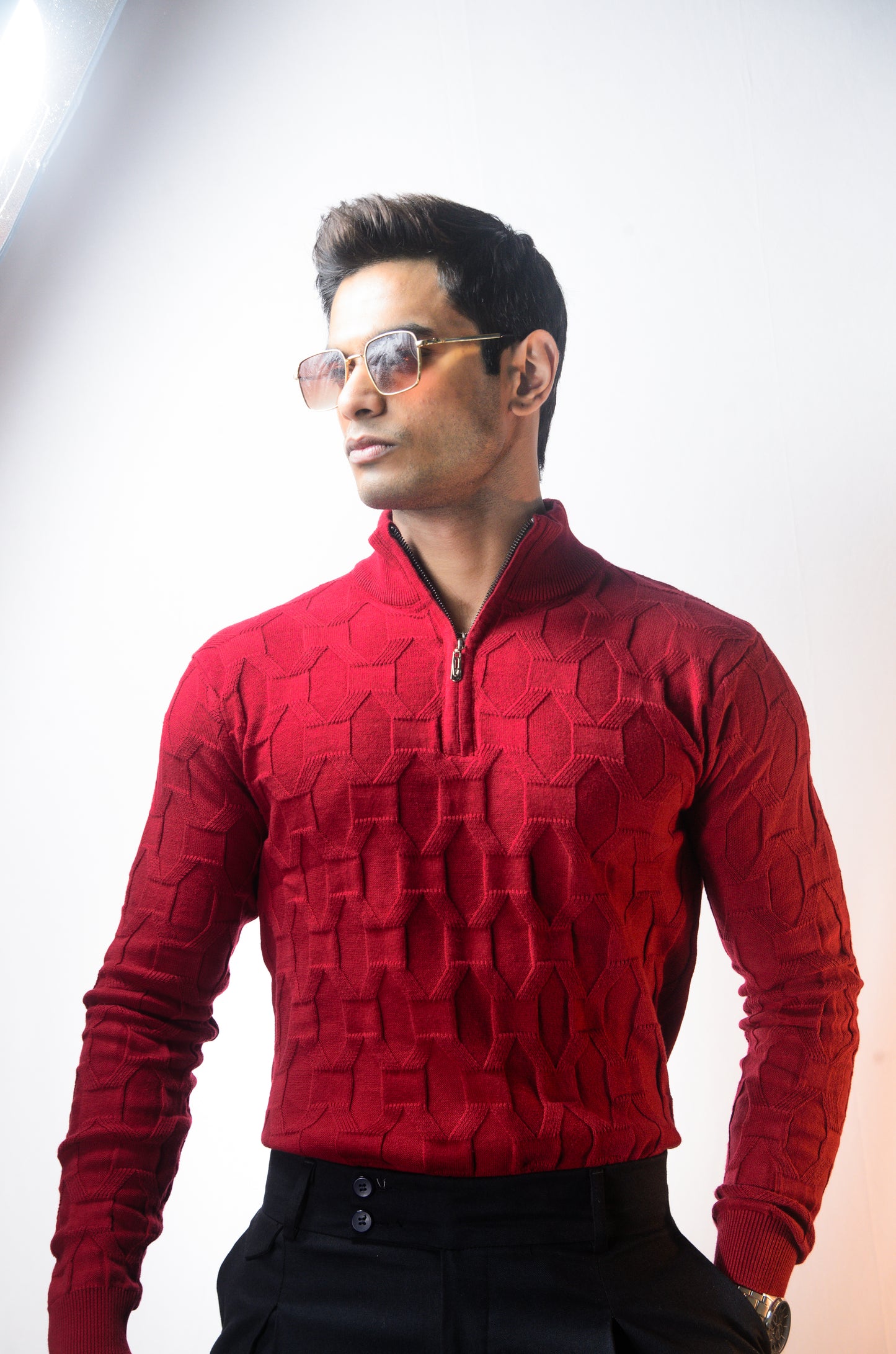 The Atlas Full Sleeve Knitted Tshirt - MAROON