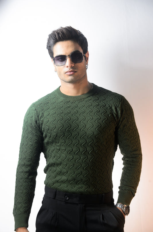 Classic Wave Full Sleeve Tshirt - Olive