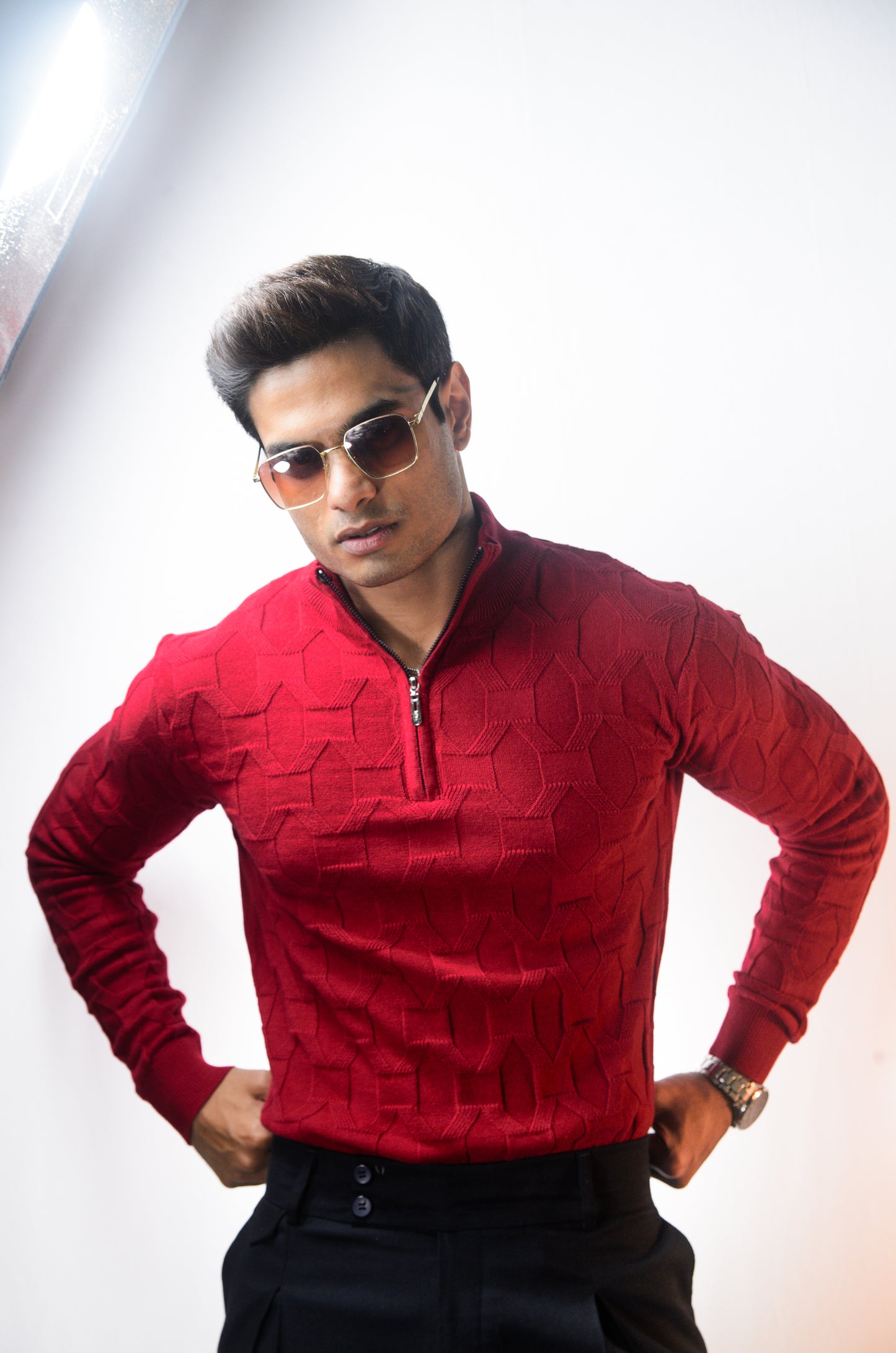 The Atlas Full Sleeve Knitted Tshirt - MAROON