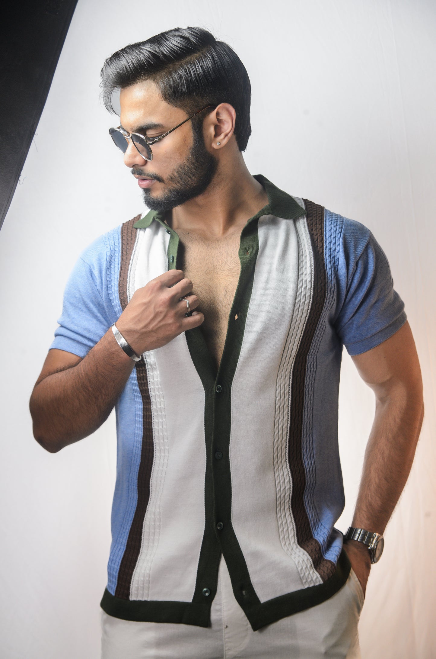 Coastal Luxe Knitted Shirt - SKY BLUE