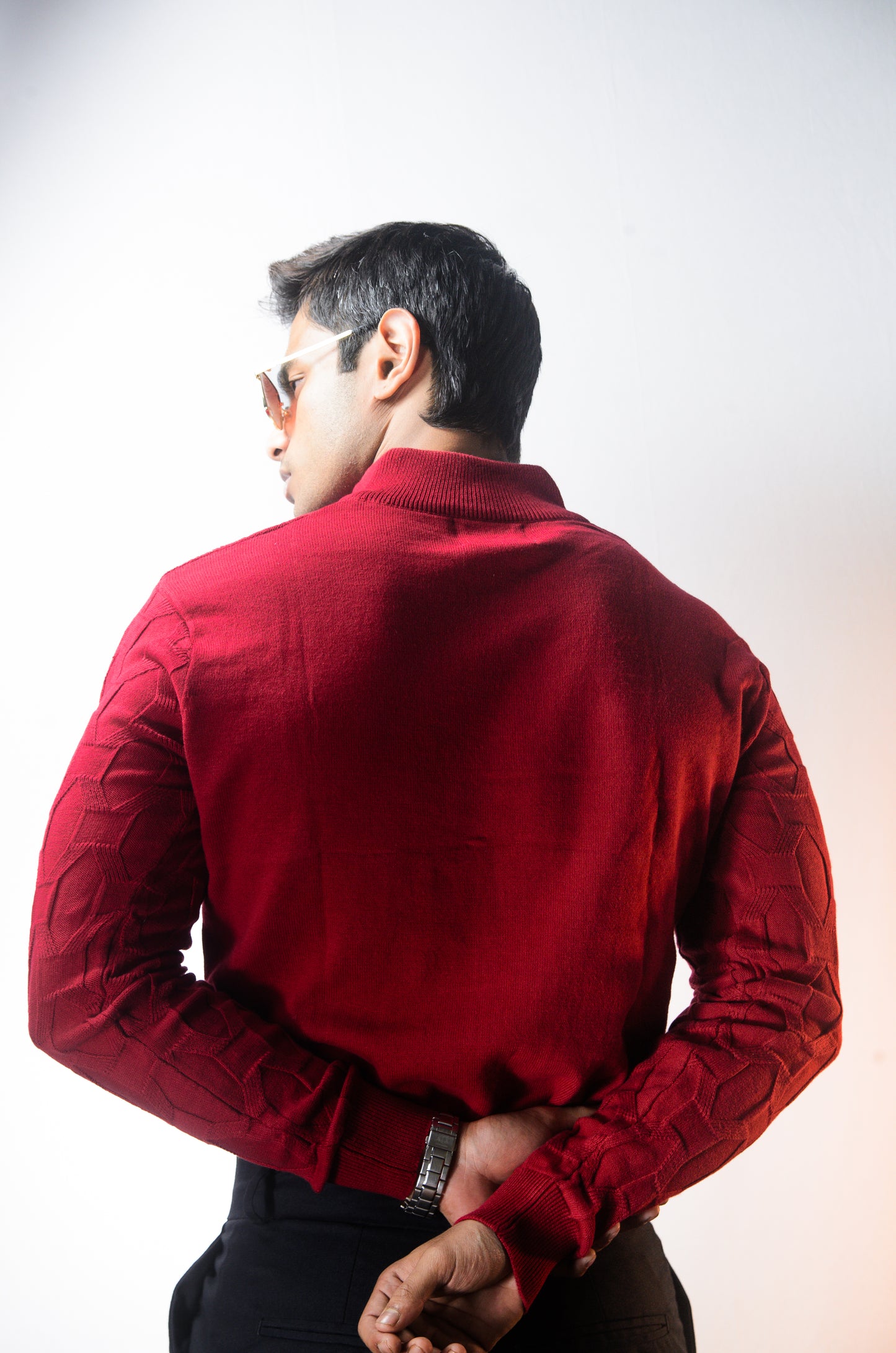 The Atlas Full Sleeve Knitted Tshirt - MAROON