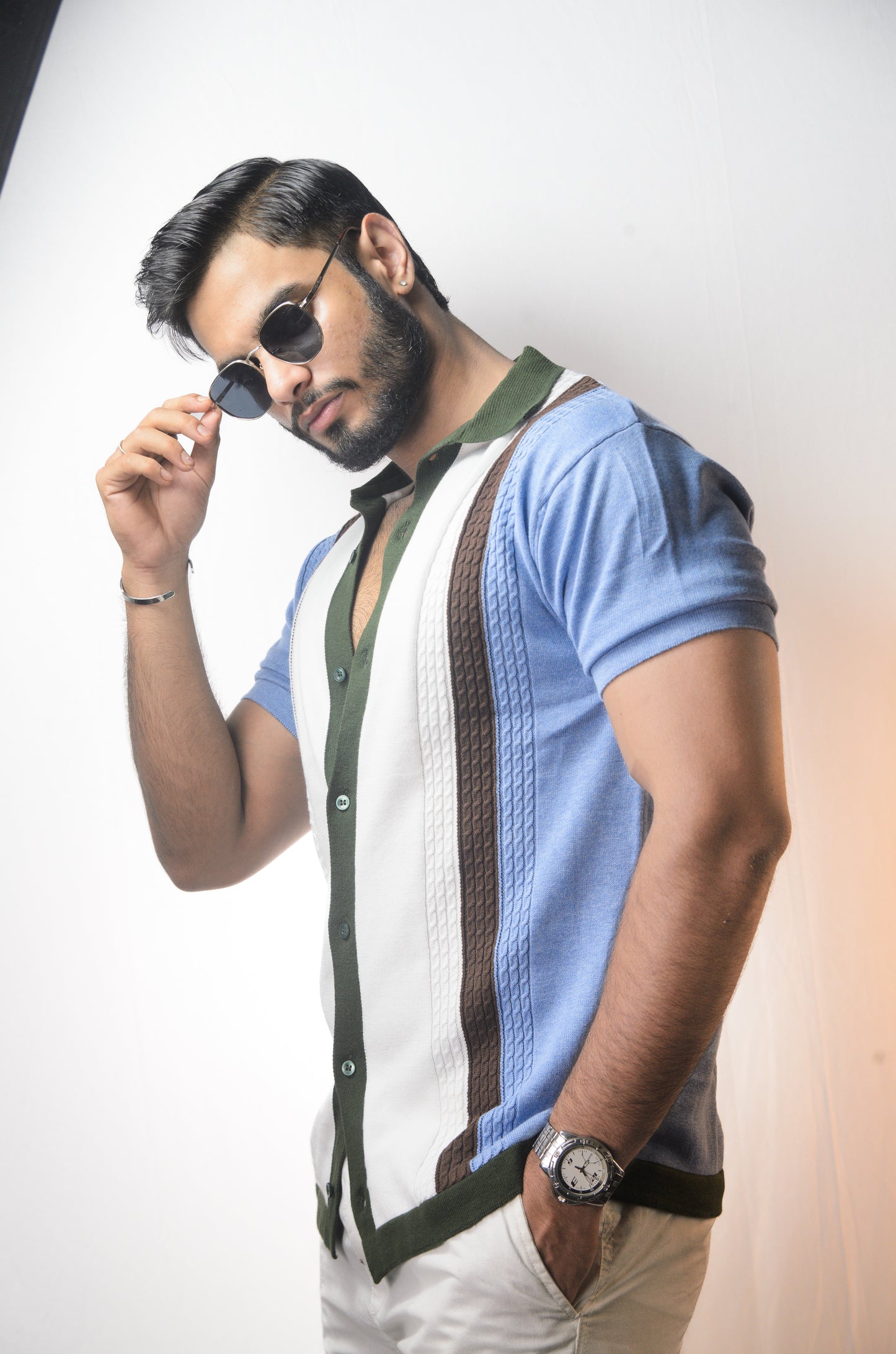 Coastal Luxe Knitted Shirt - SKY BLUE