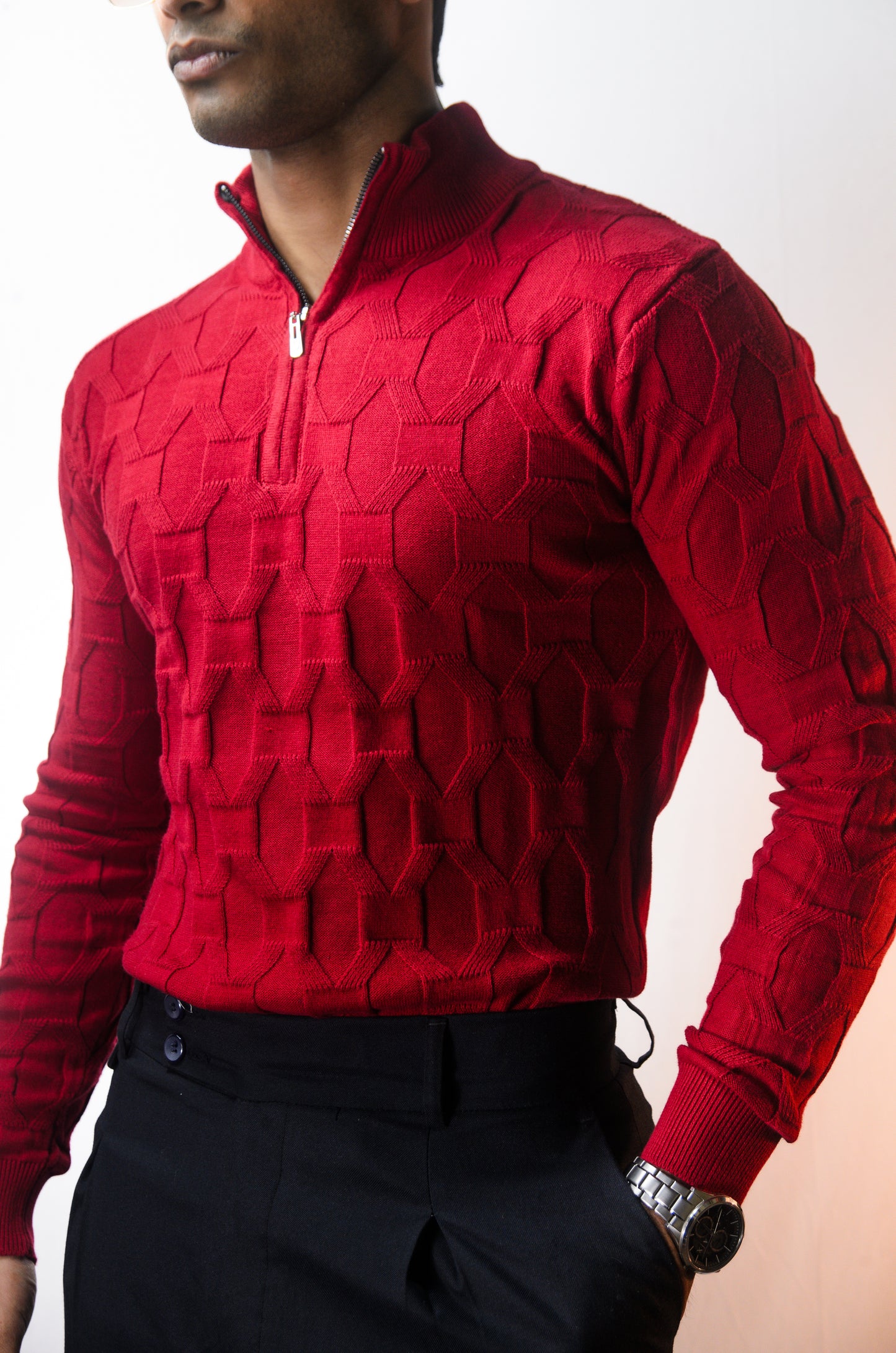 The Atlas Full Sleeve Knitted Tshirt - MAROON