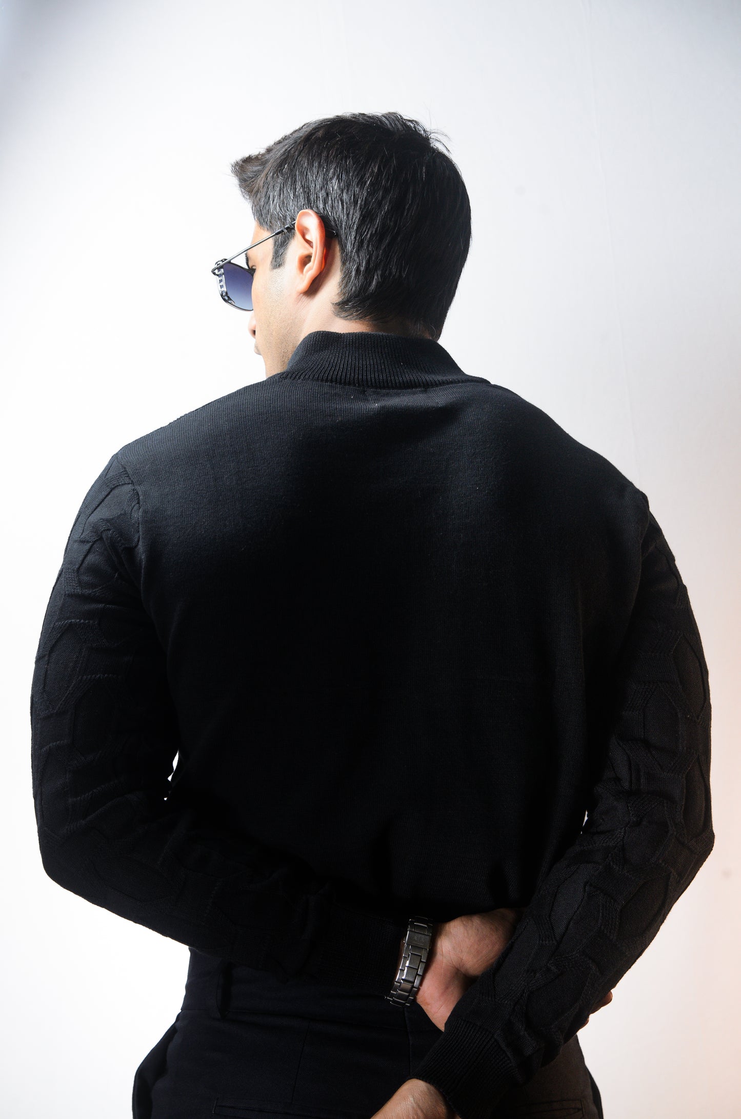 The Atlas Full Sleeve Knitted Tshirt - BLACK