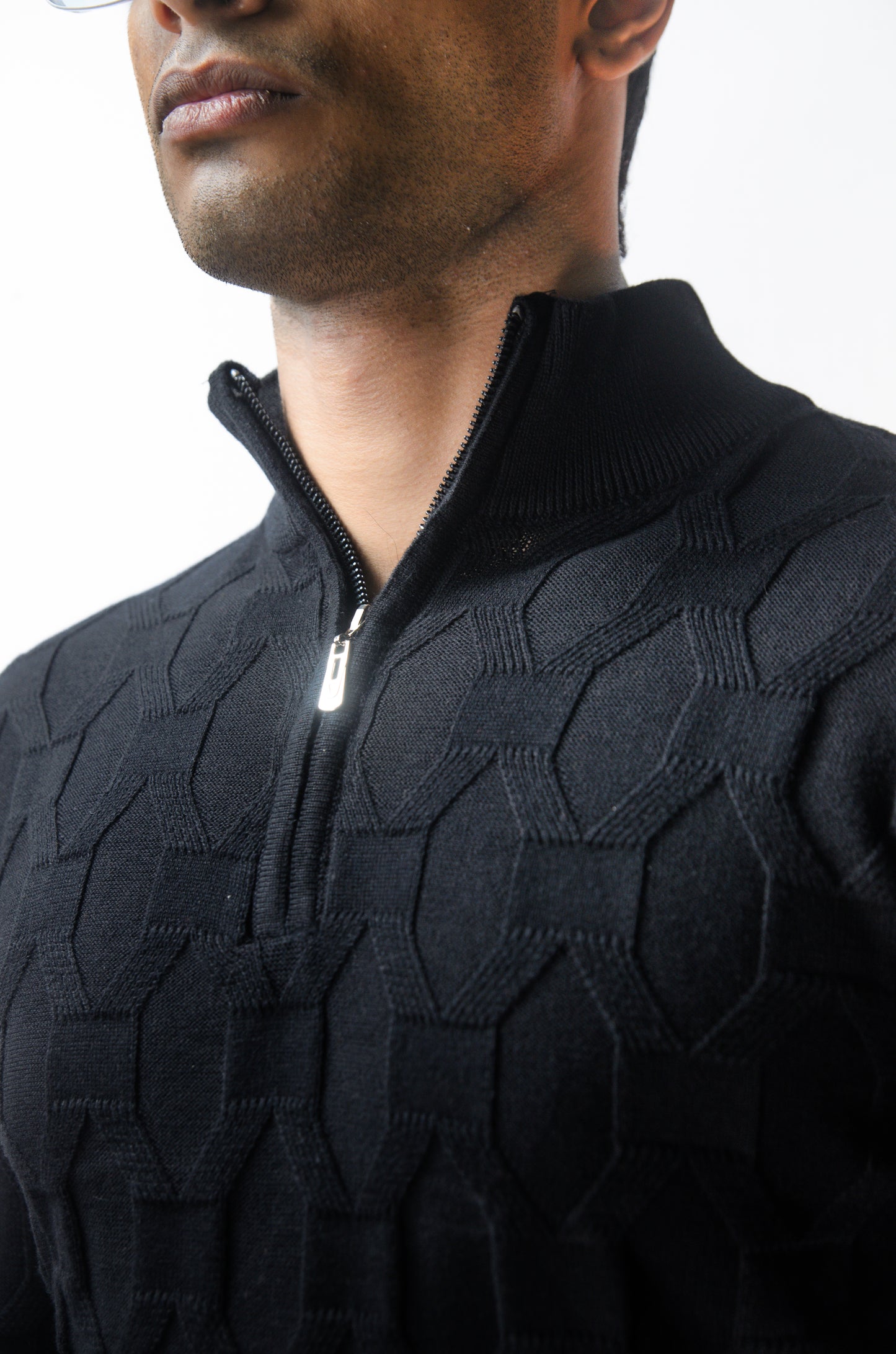 The Atlas Full Sleeve Knitted Tshirt - BLACK