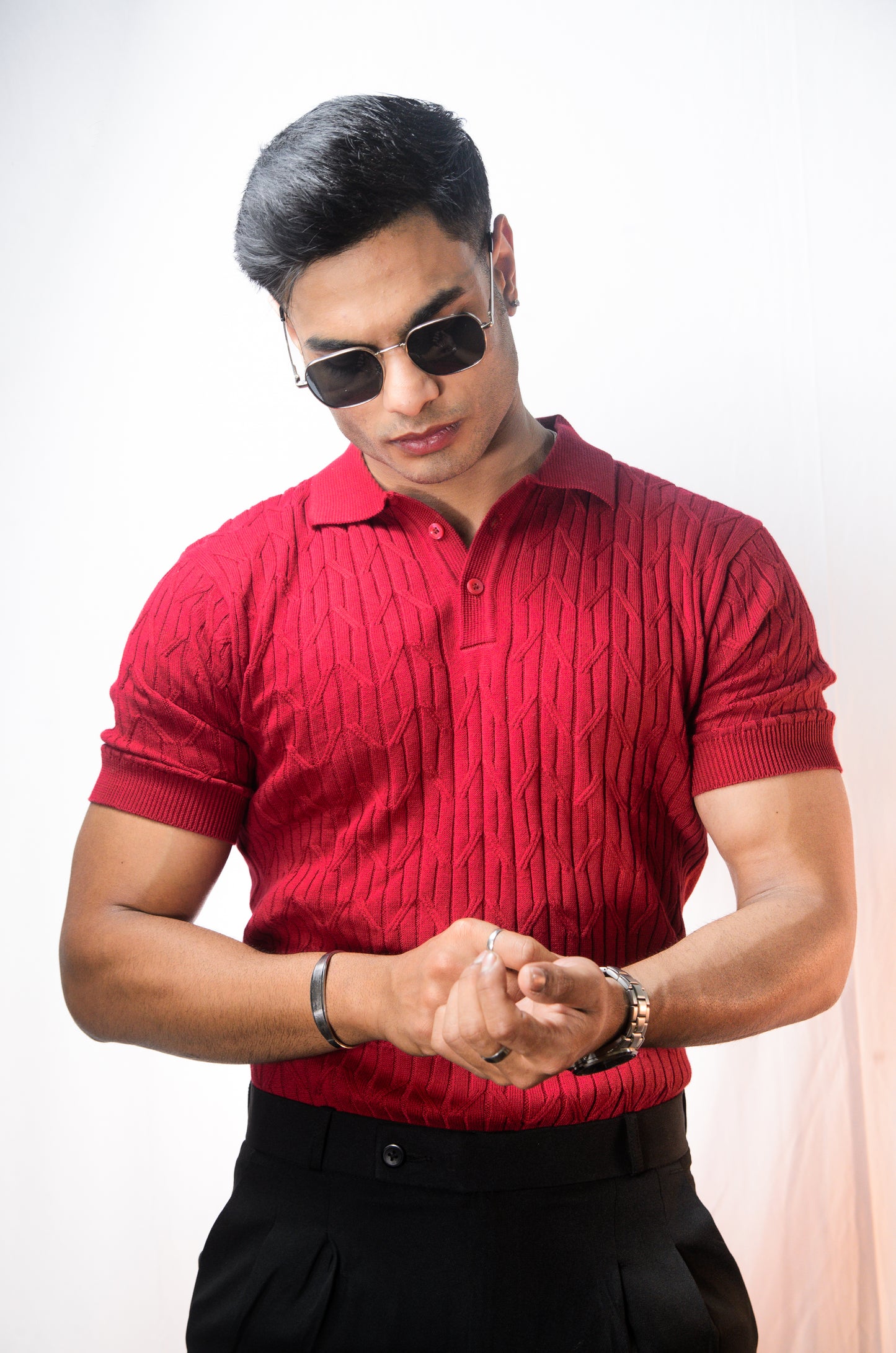 Sterling knit Polo T-Shirt -MAROON