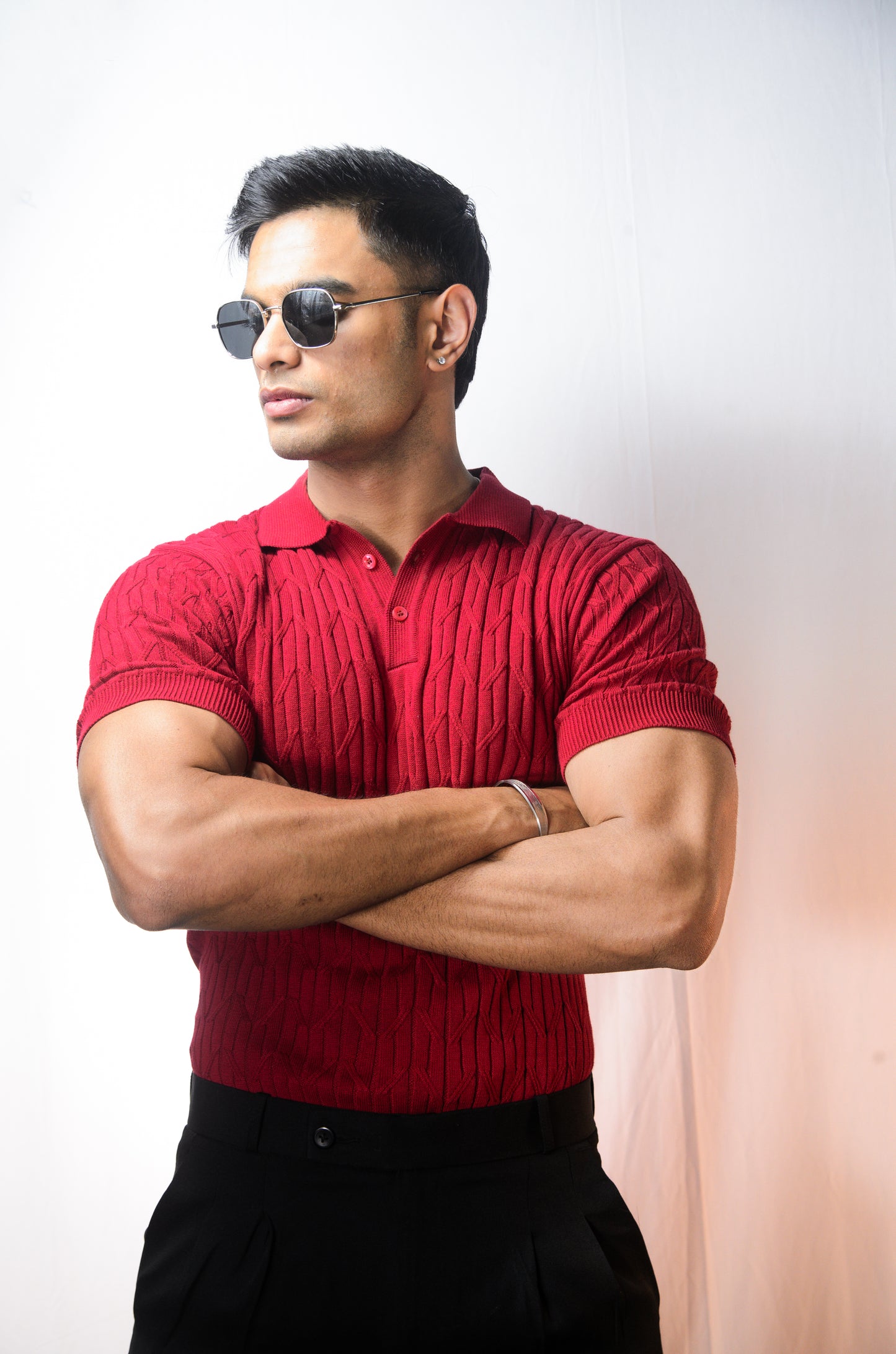 Sterling knit Polo T-Shirt -MAROON