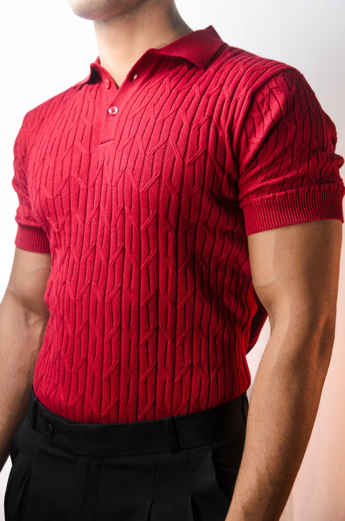 Sterling knit Polo T-Shirt -MAROON