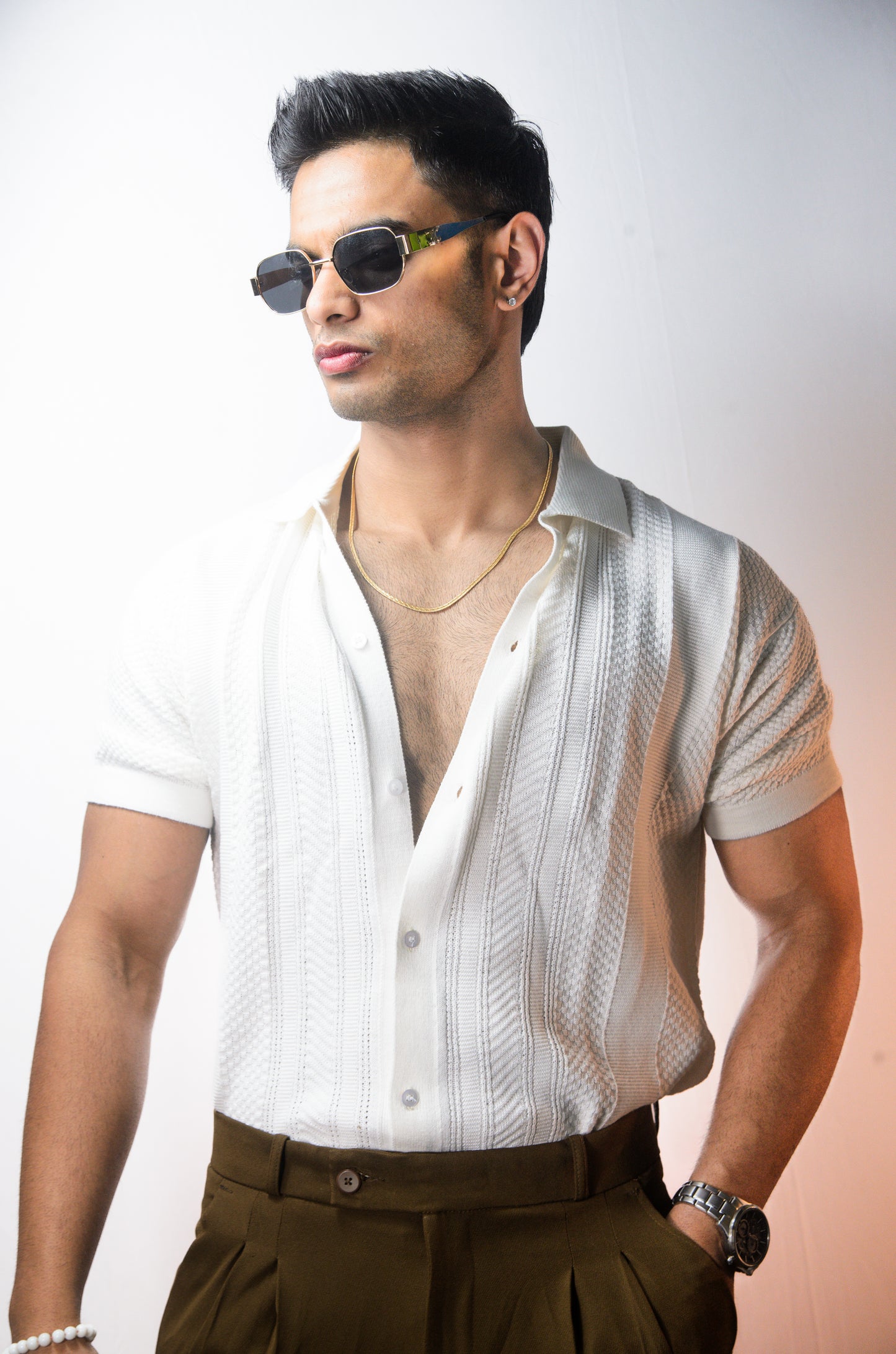 Rivoli Knitted Shirt - WHITE