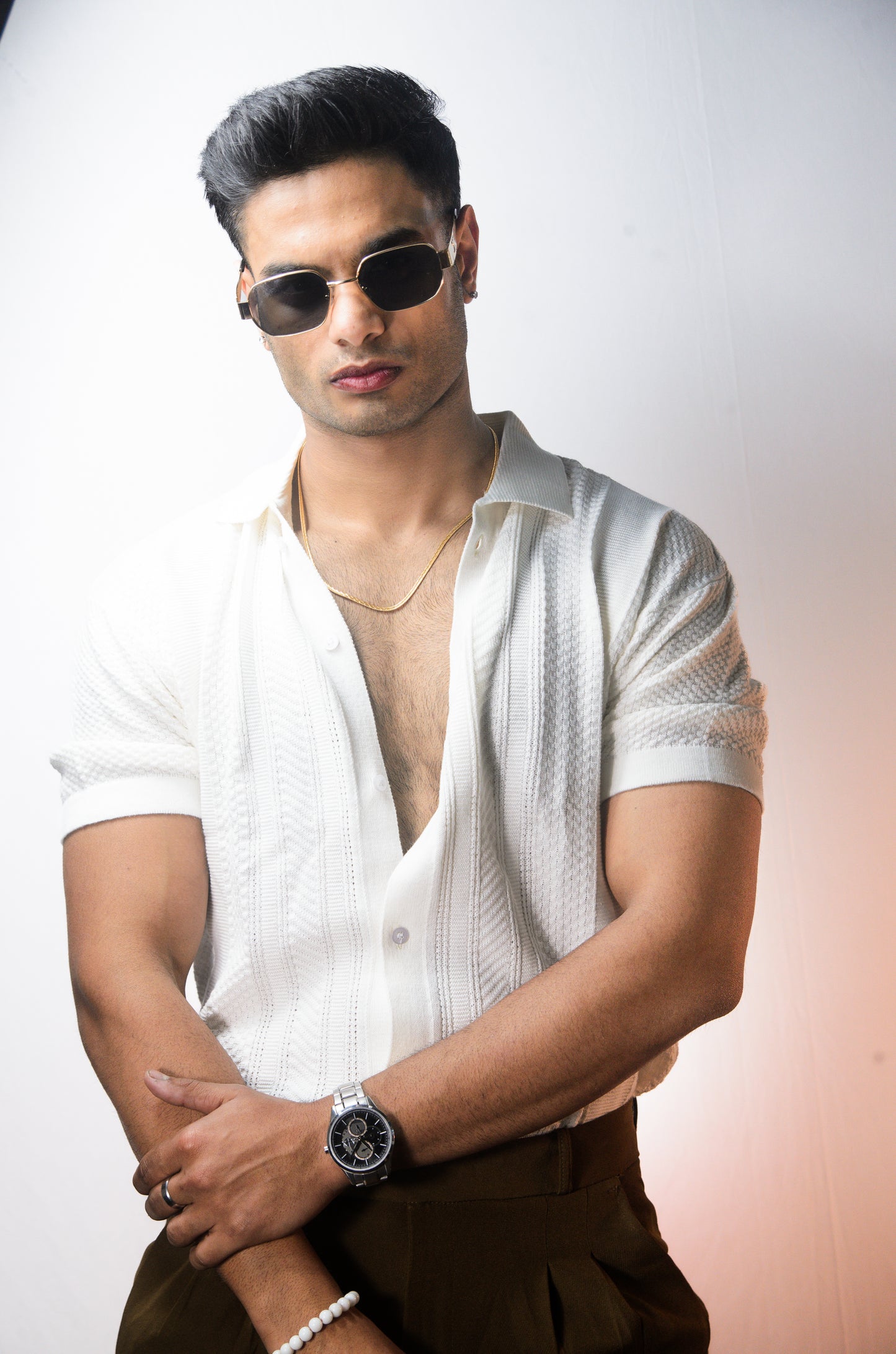 Rivoli Knitted Shirt - WHITE