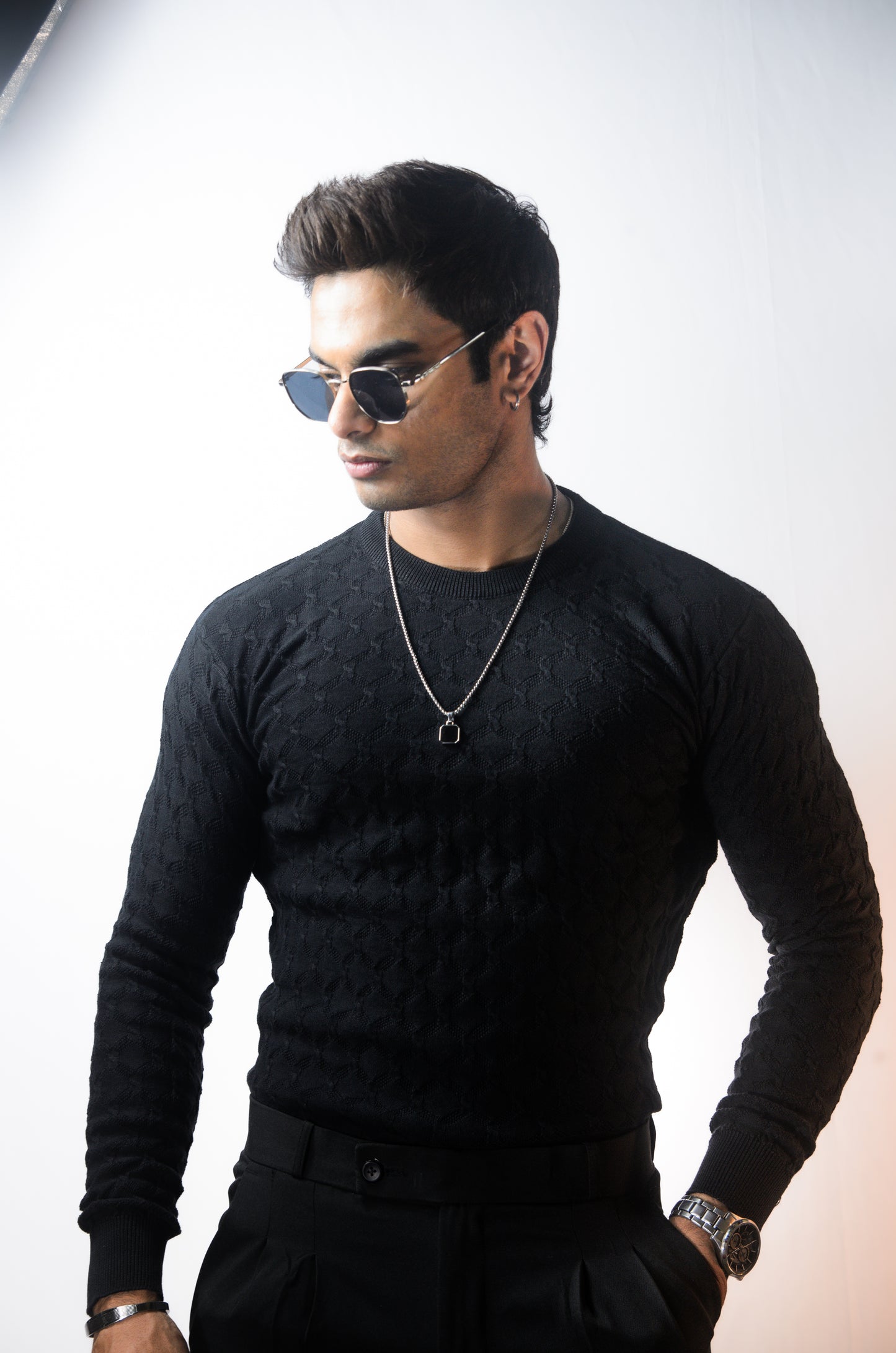 Oslo Luxe Full Sleeve T-shirt-Black