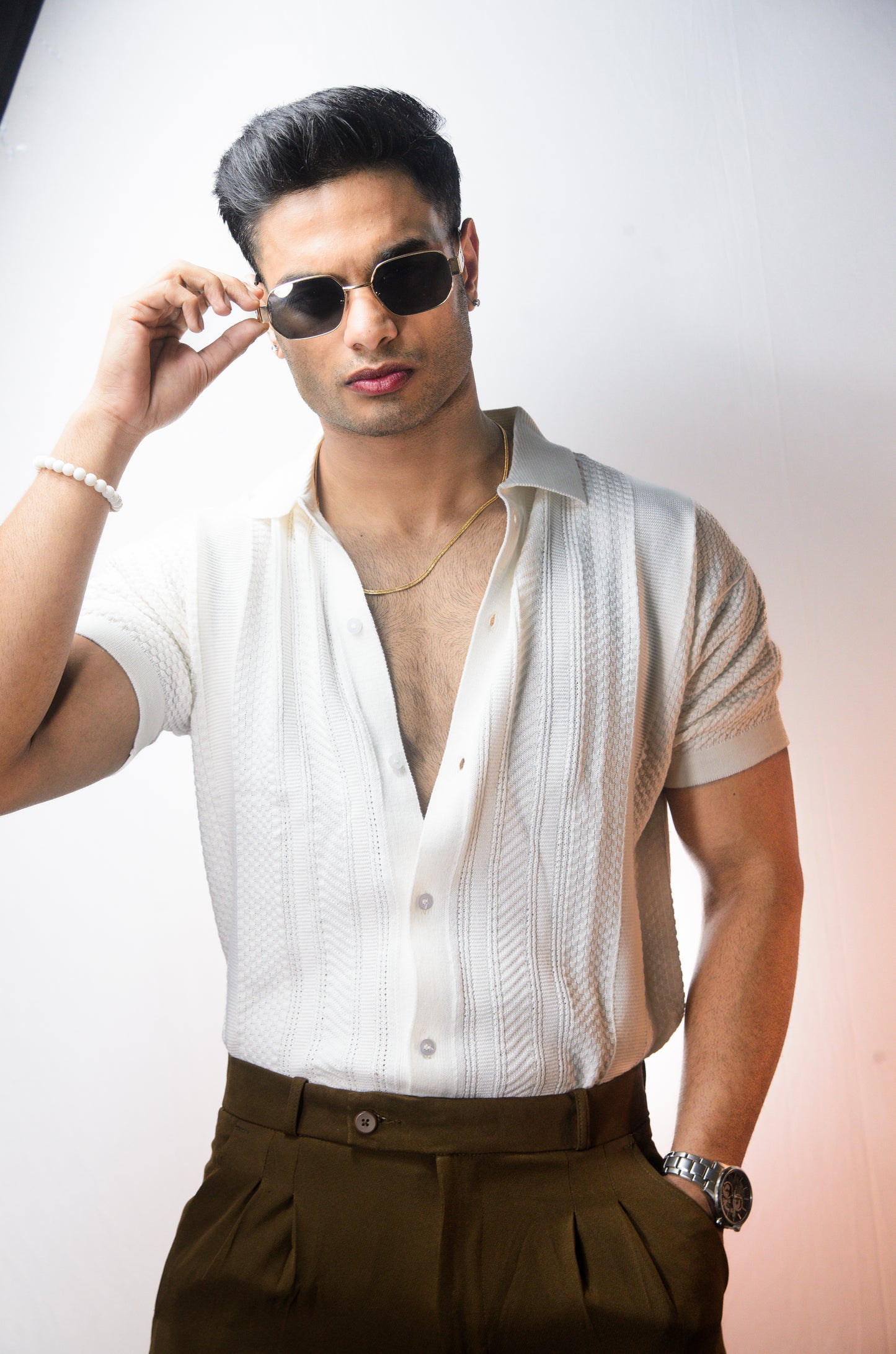 Rivoli Knitted Shirt - WHITE