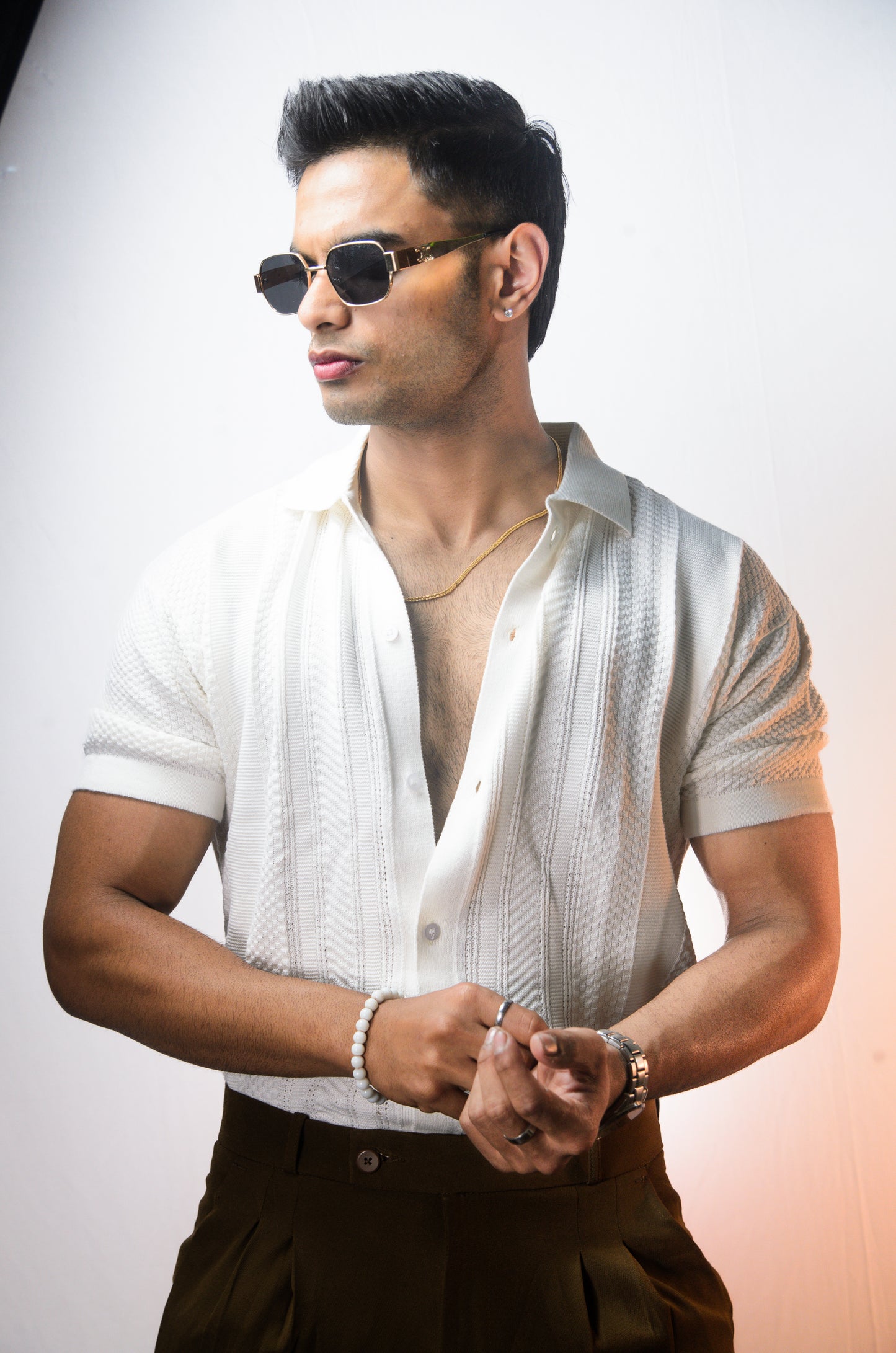 Rivoli Knitted Shirt - WHITE