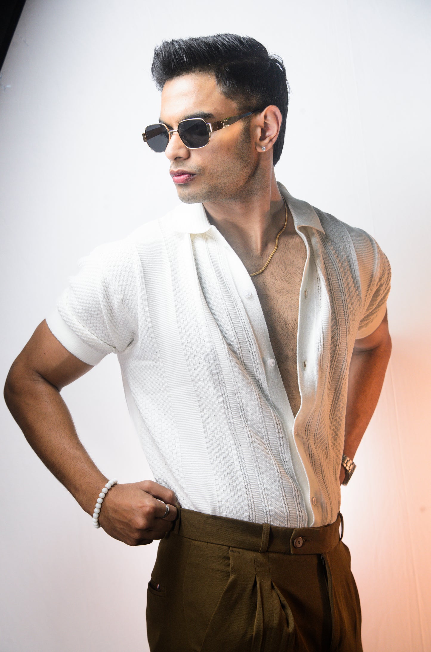 Rivoli Knitted Shirt - WHITE