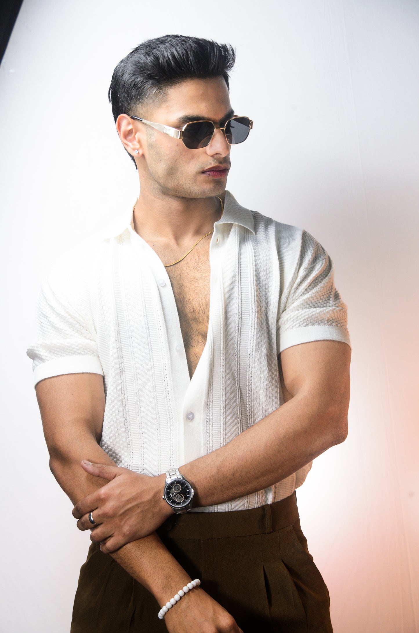 Rivoli Knitted Shirt - WHITE