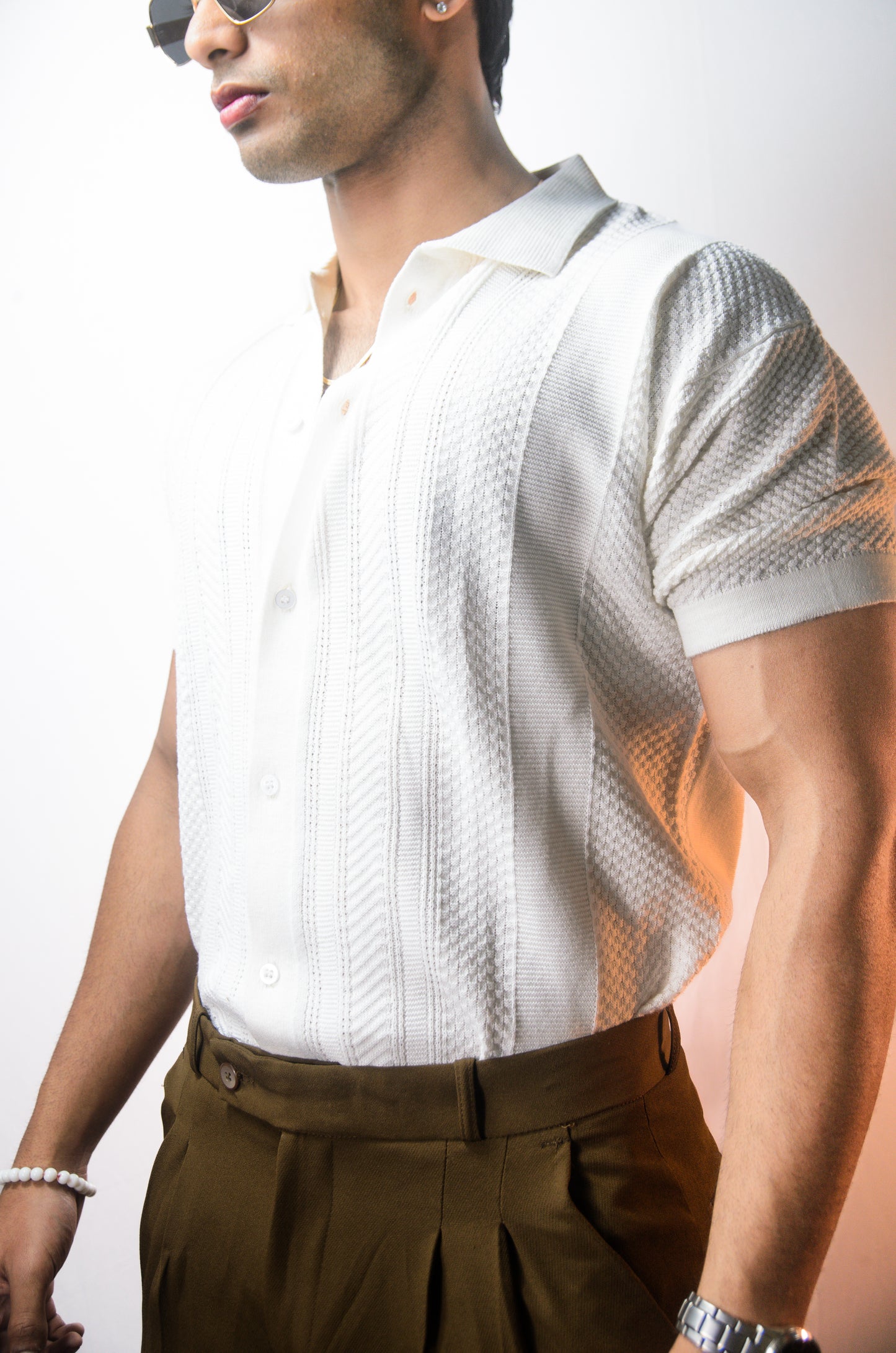 Rivoli Knitted Shirt - WHITE