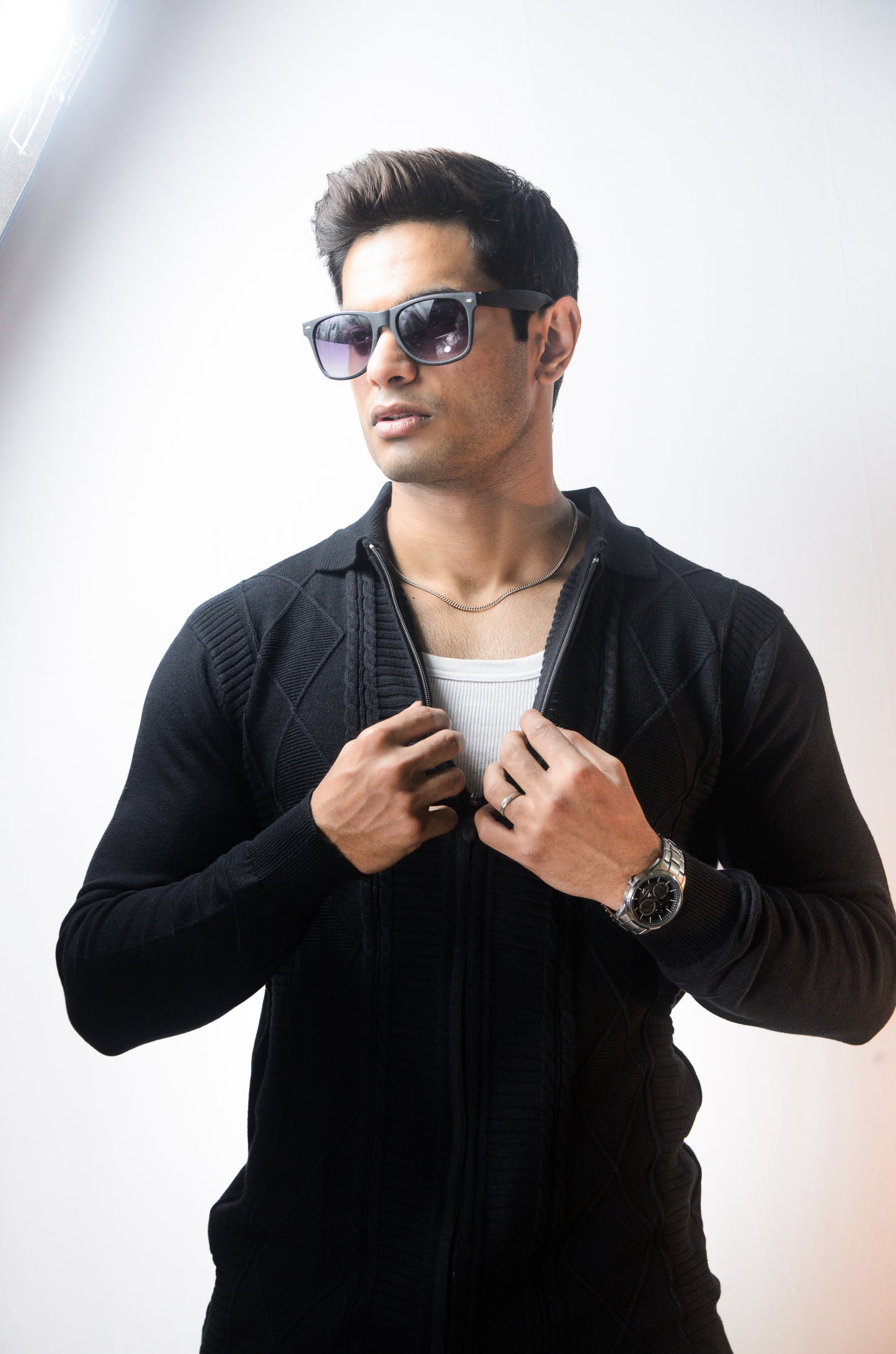 The Montague Full Zip Long Sleeve Tshirt - BLACK
