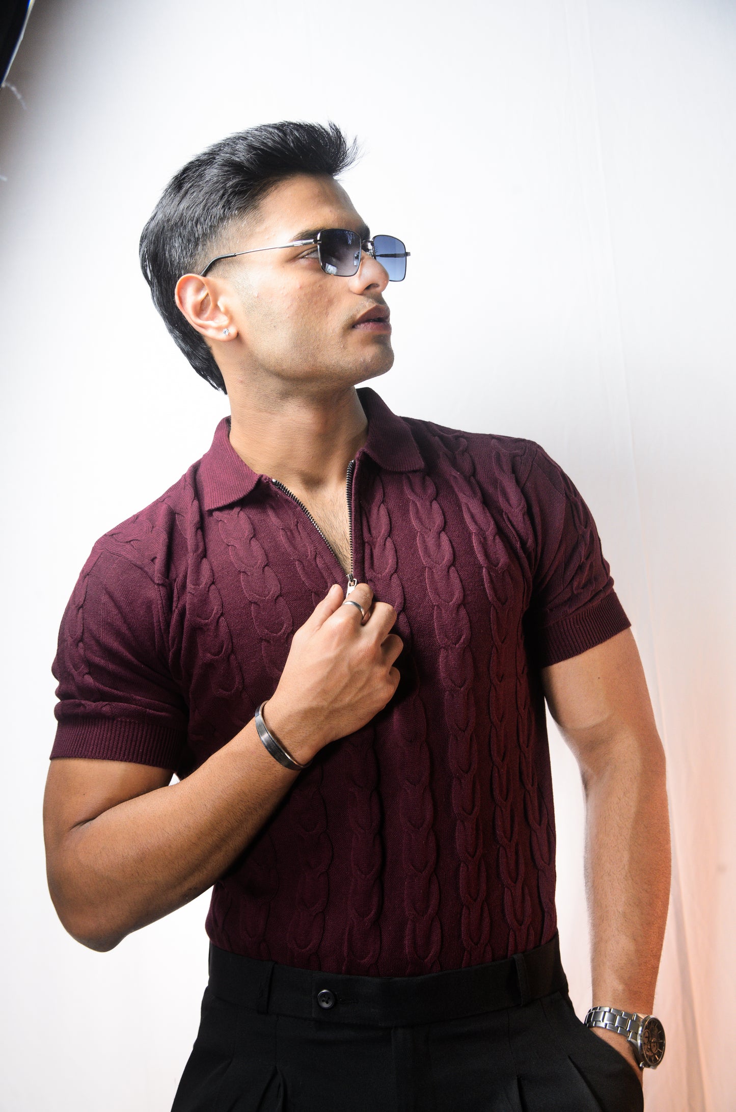 The Oakmont Knit T-Shirt- WINE