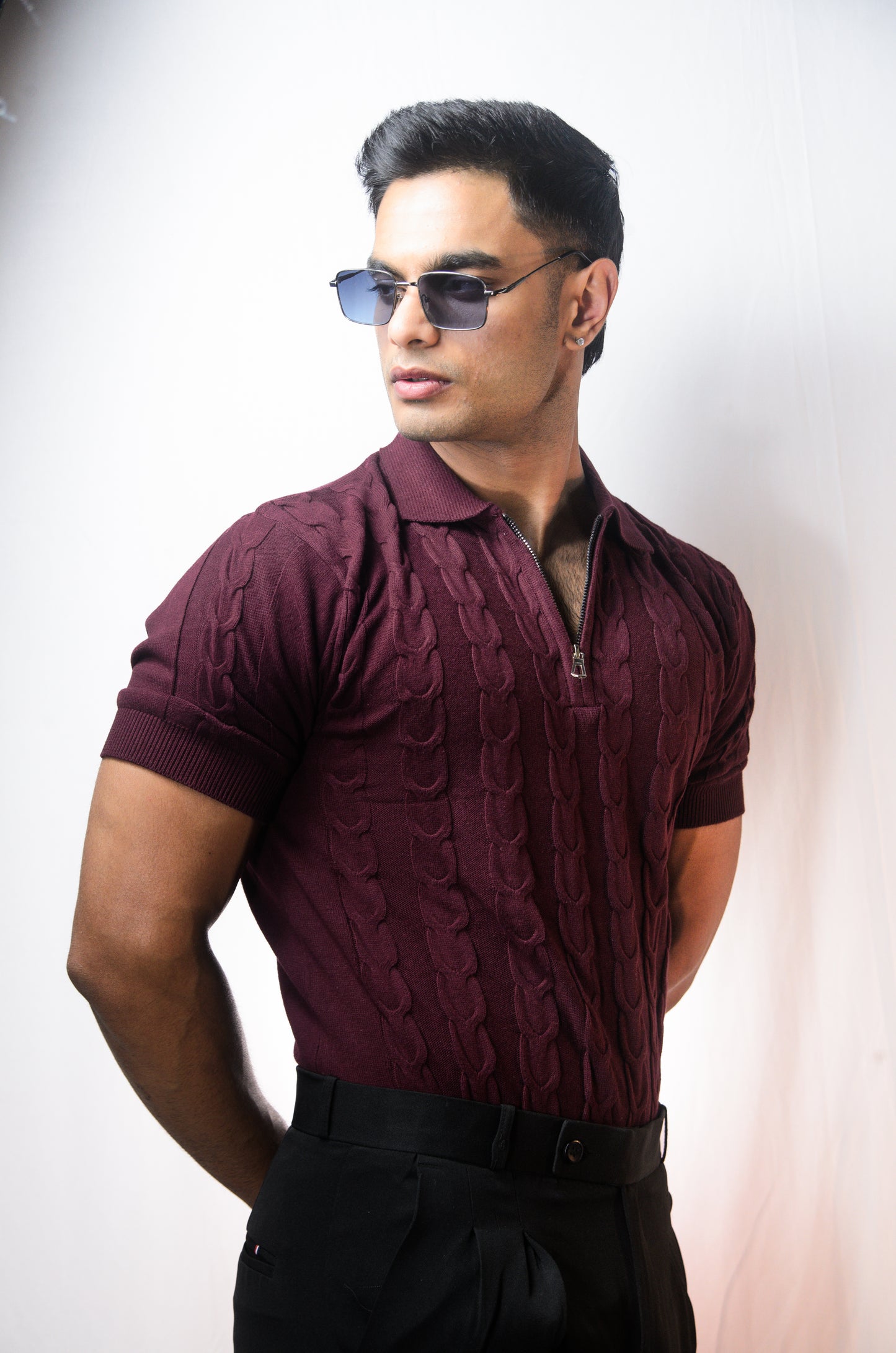 The Oakmont Knit T-Shirt- WINE