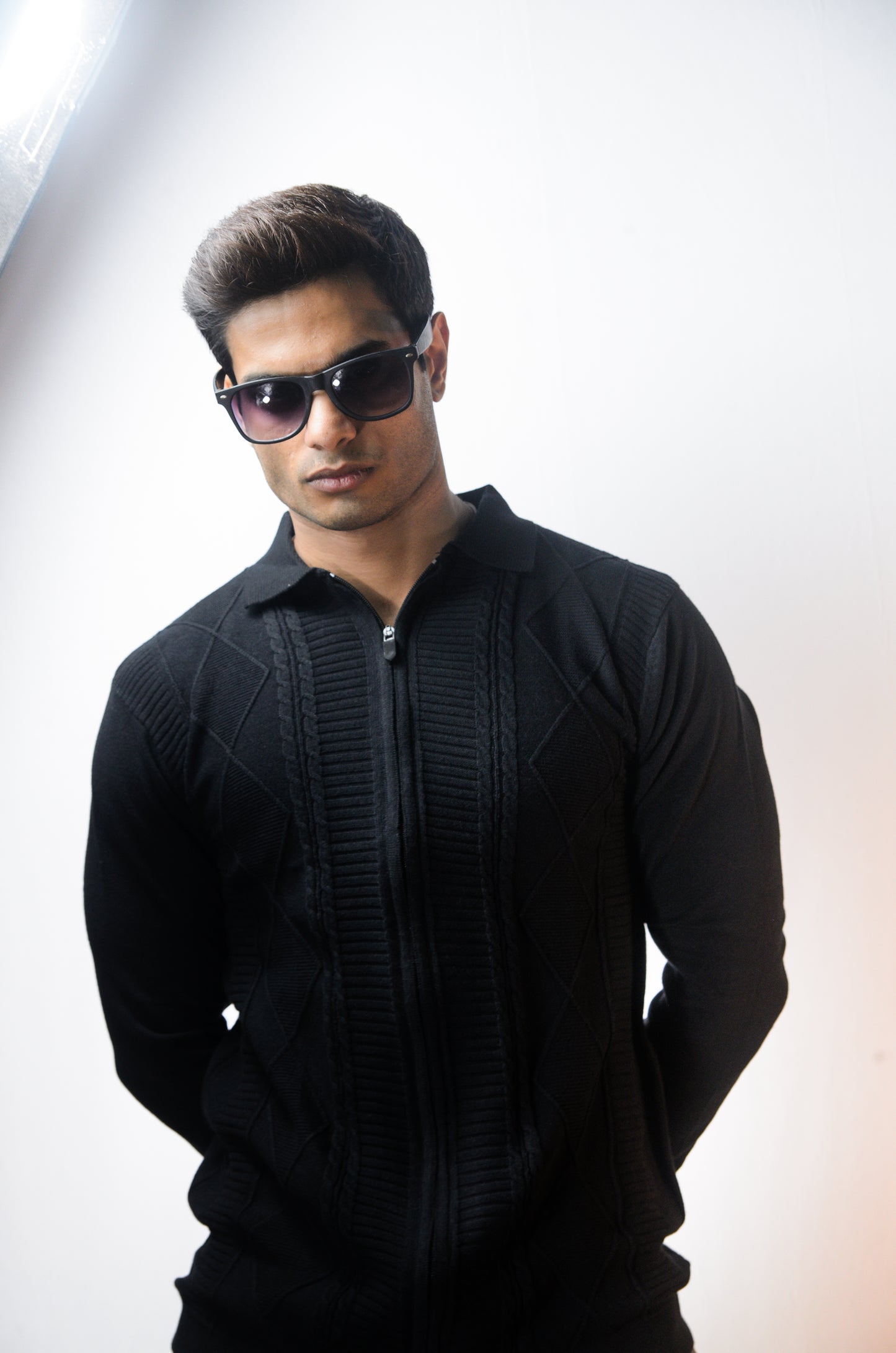 The Montague Full Zip Long Sleeve Tshirt - BLACK