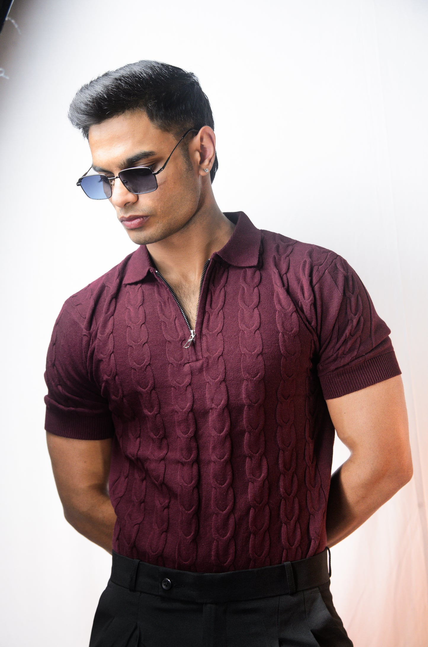 The Oakmont Knit T-Shirt- WINE