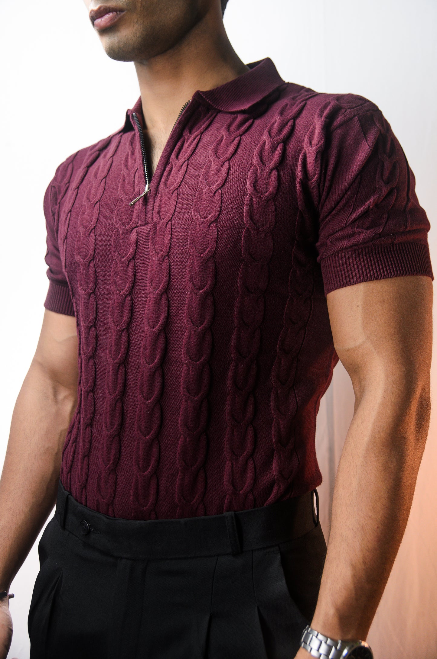 The Oakmont Knit T-Shirt- WINE