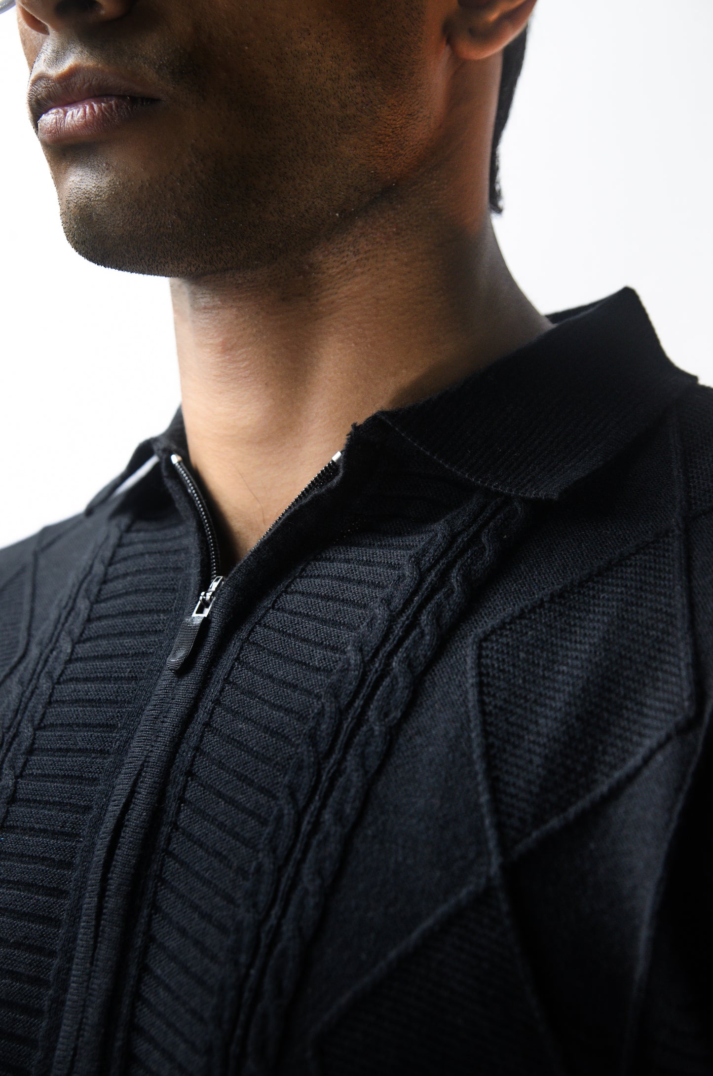 The Montague Full Zip Long Sleeve Tshirt - BLACK