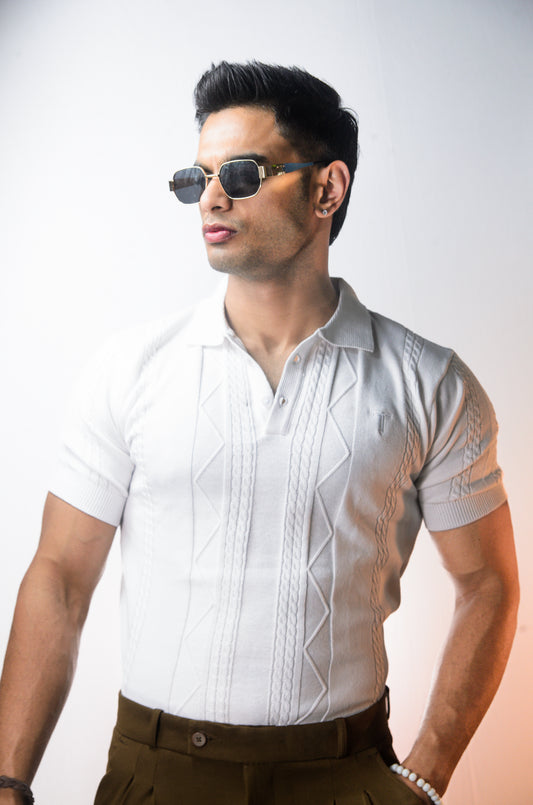 The Arden Half Sleeve Polo - WHITE