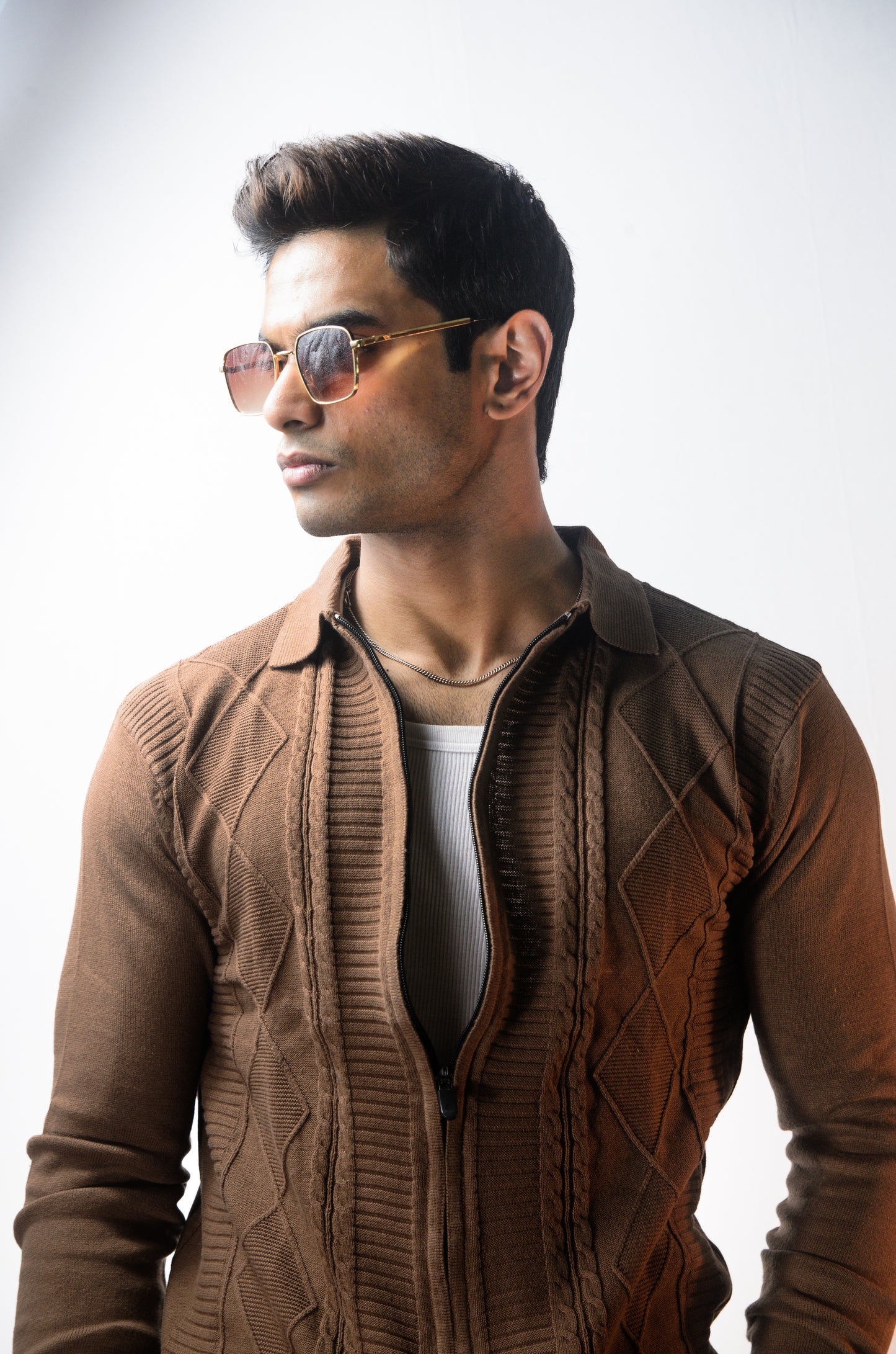 The Montague Full Zip Long Sleeve Tshirt - Almond