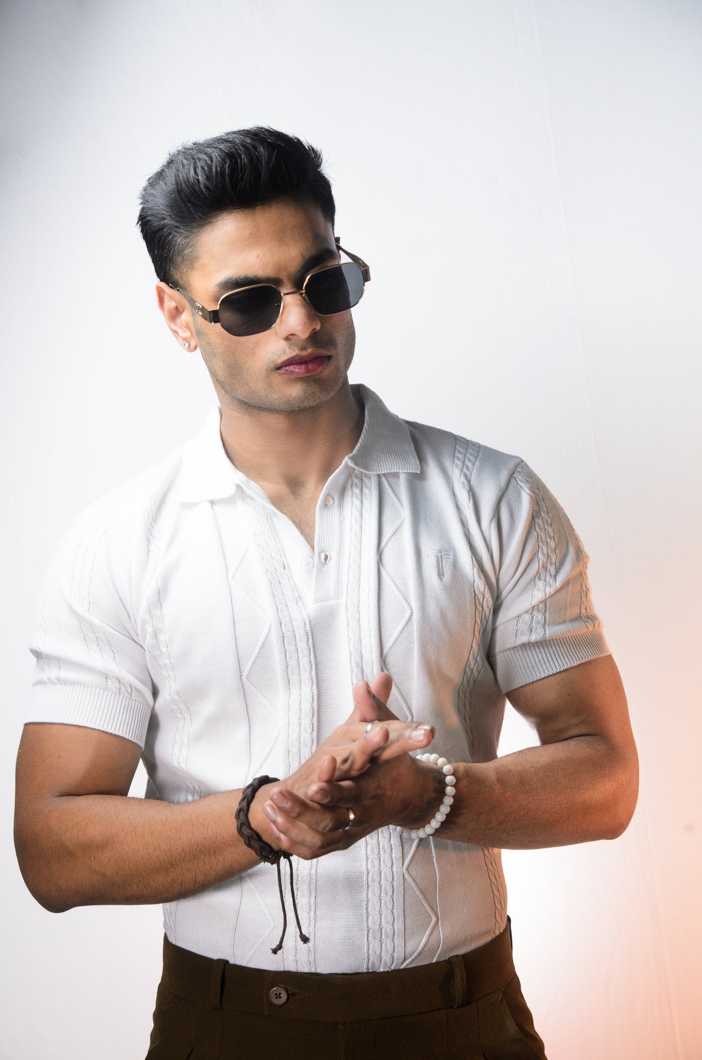 The Arden Half Sleeve Polo - WHITE