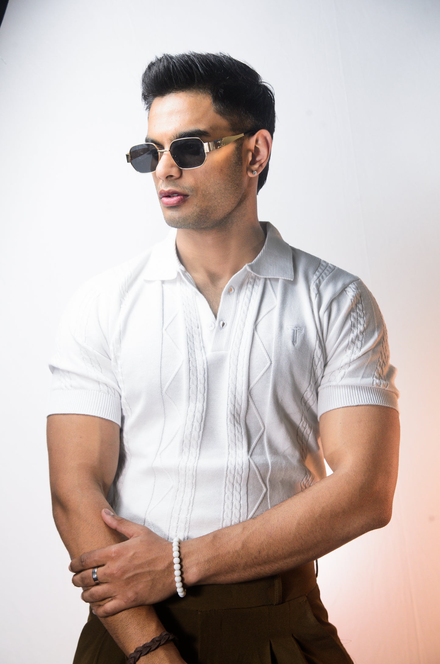 The Arden Half Sleeve Polo - WHITE