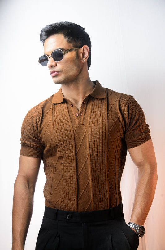 The Brookline Knit T-shirt - BROWN