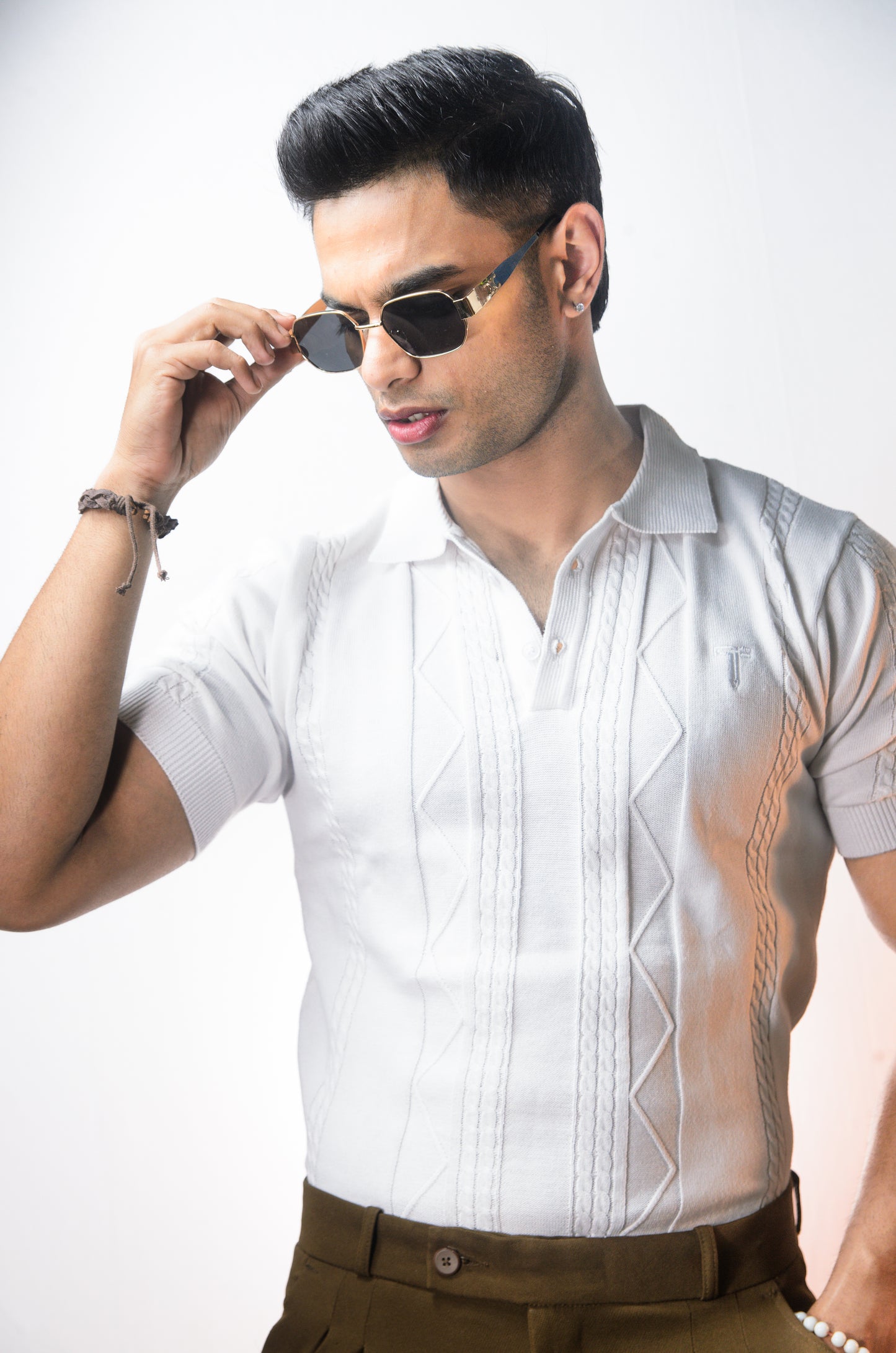 The Arden Half Sleeve Polo - WHITE